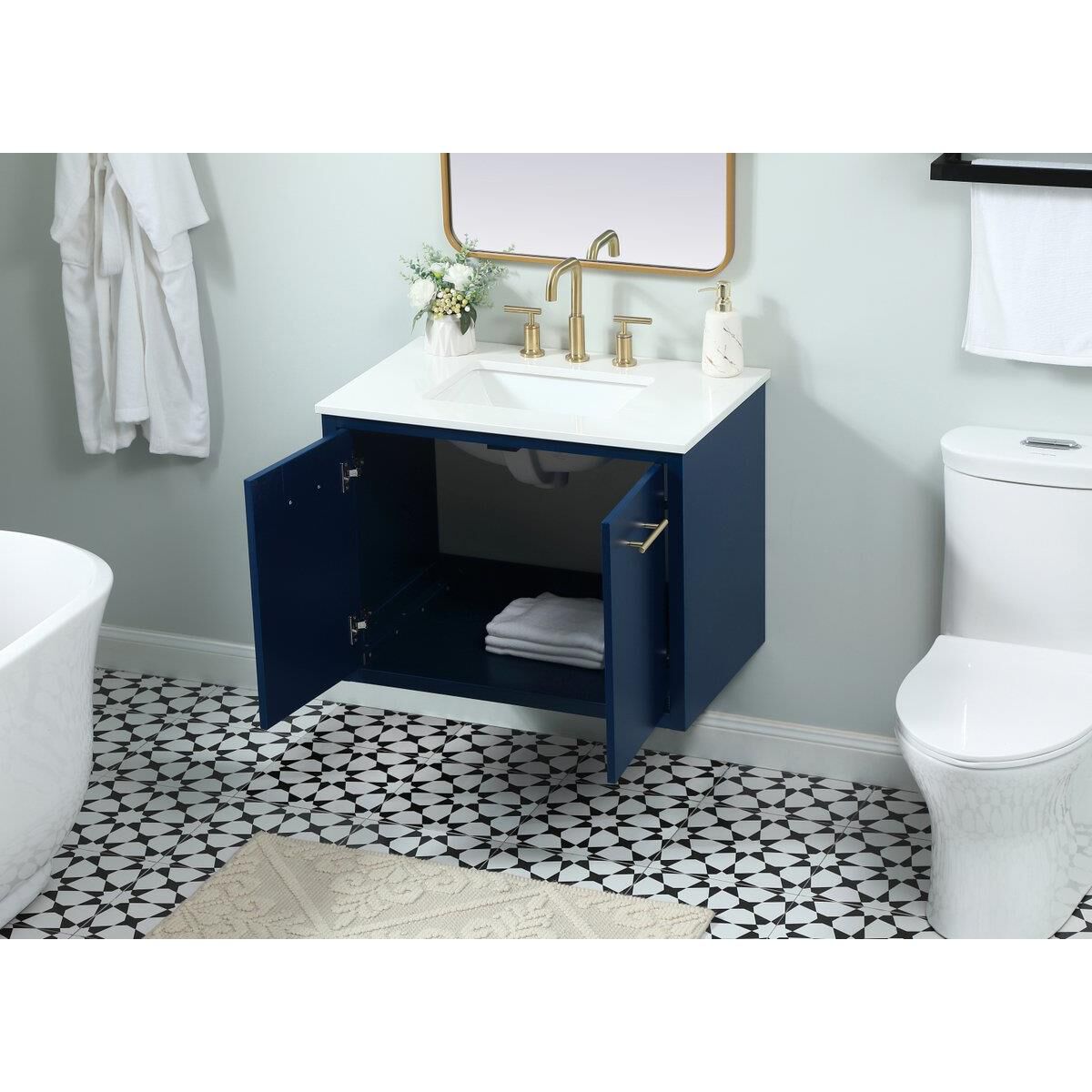 Shown in Blue finish and No Backsplash accent