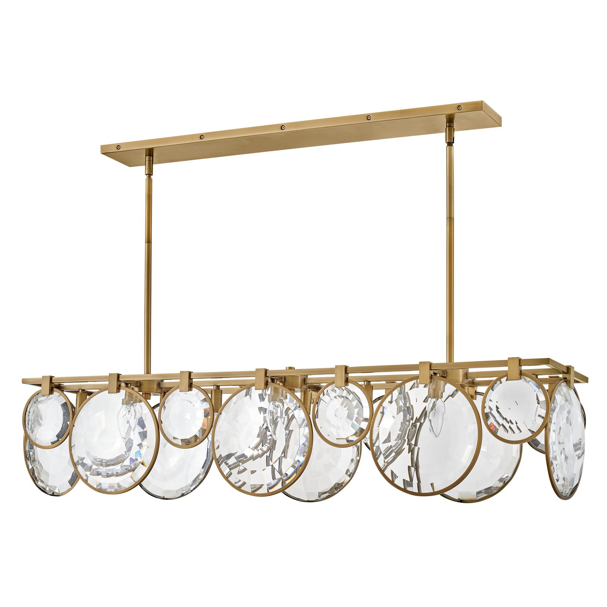 Shown in Heritage Brass finish and Optic Crystal glass
