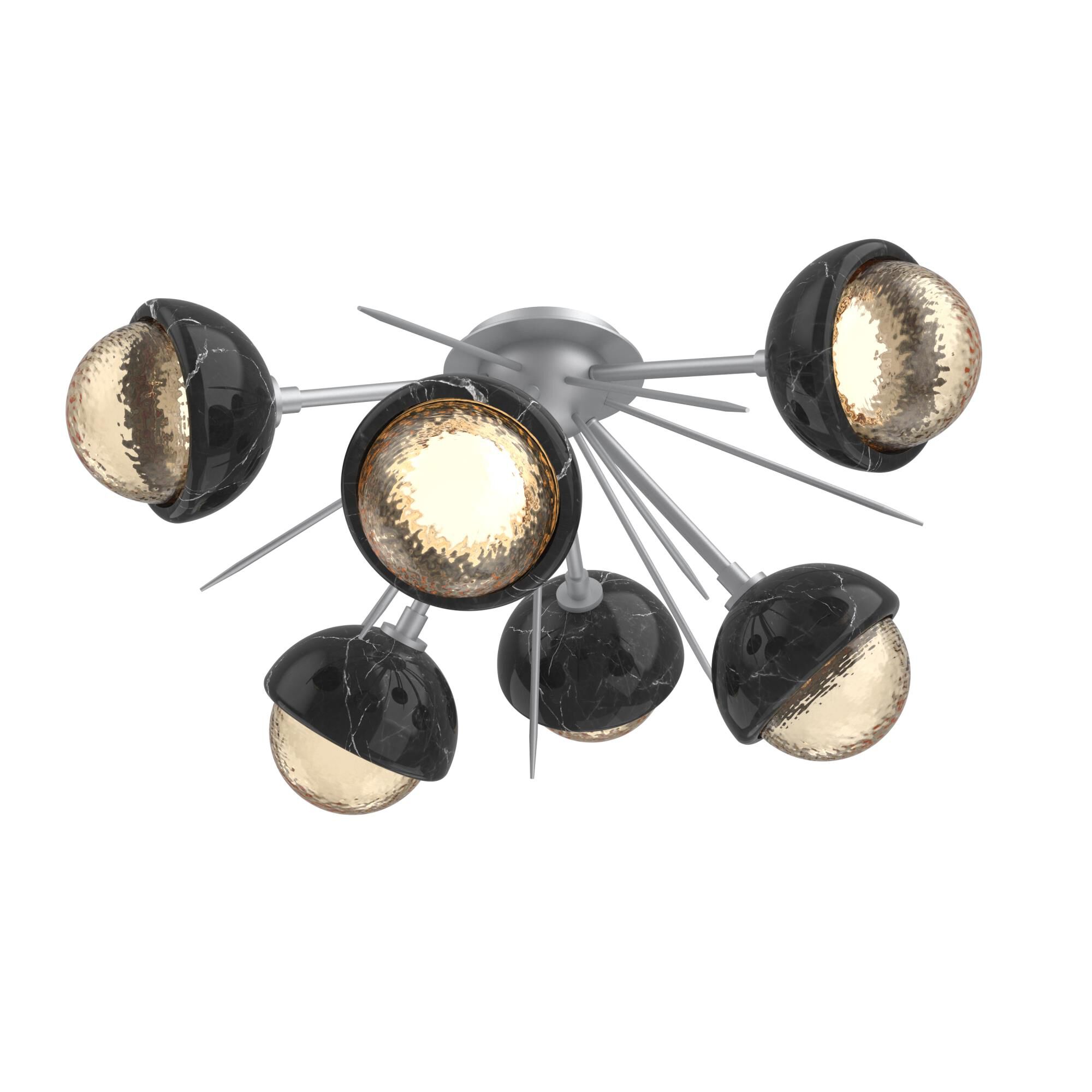 Shown in Classic Silver finish and Amber glass and Black Marble accent