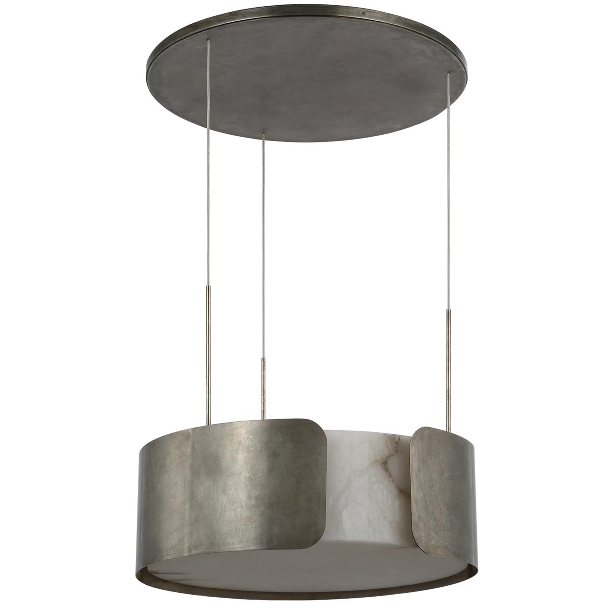 Shown in Mottled Pewter finish and Alabaster shade