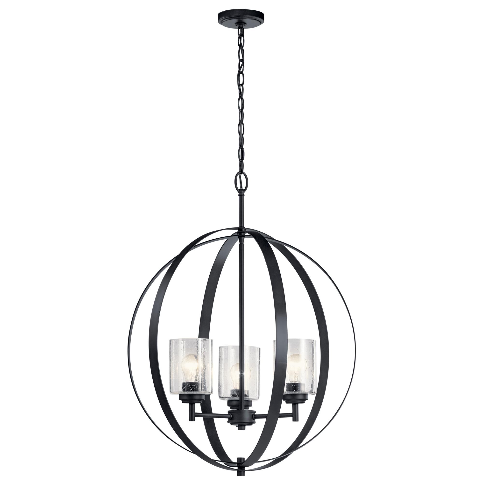 Shown in Black finish and Clear Seeded glass