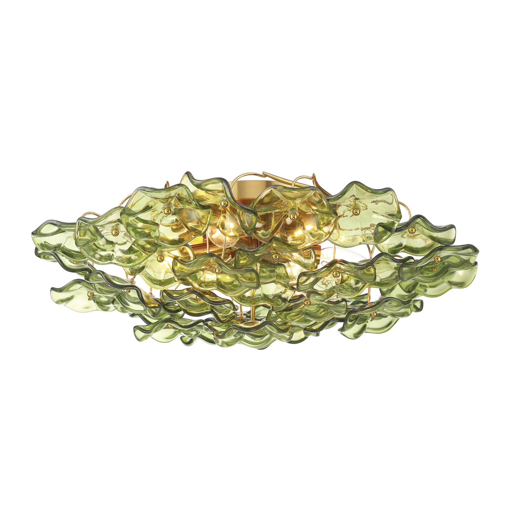 Shown in Aged Brass finish and Floral Glass Petals crystal