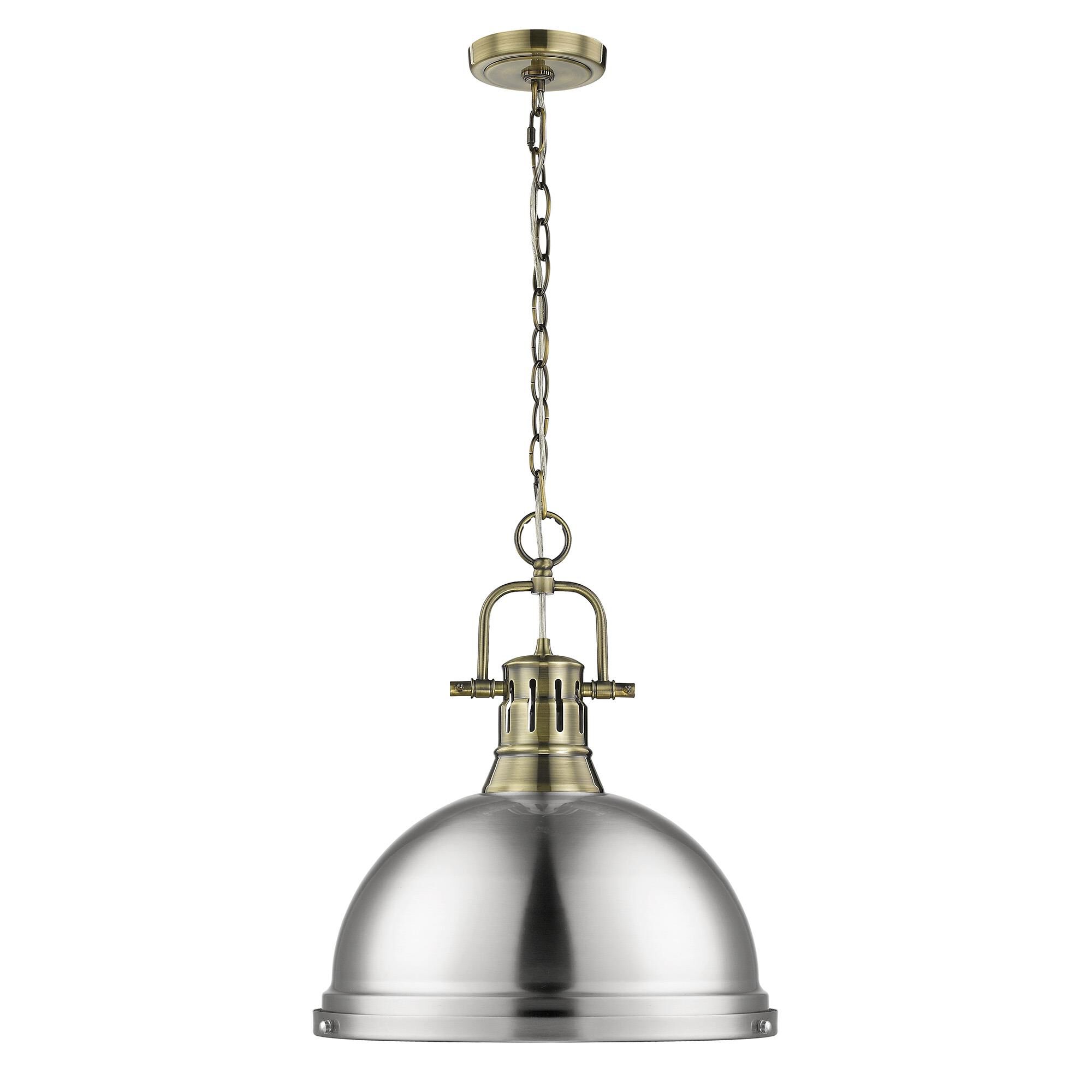 Shown in Aged Brass finish and Pewter shade