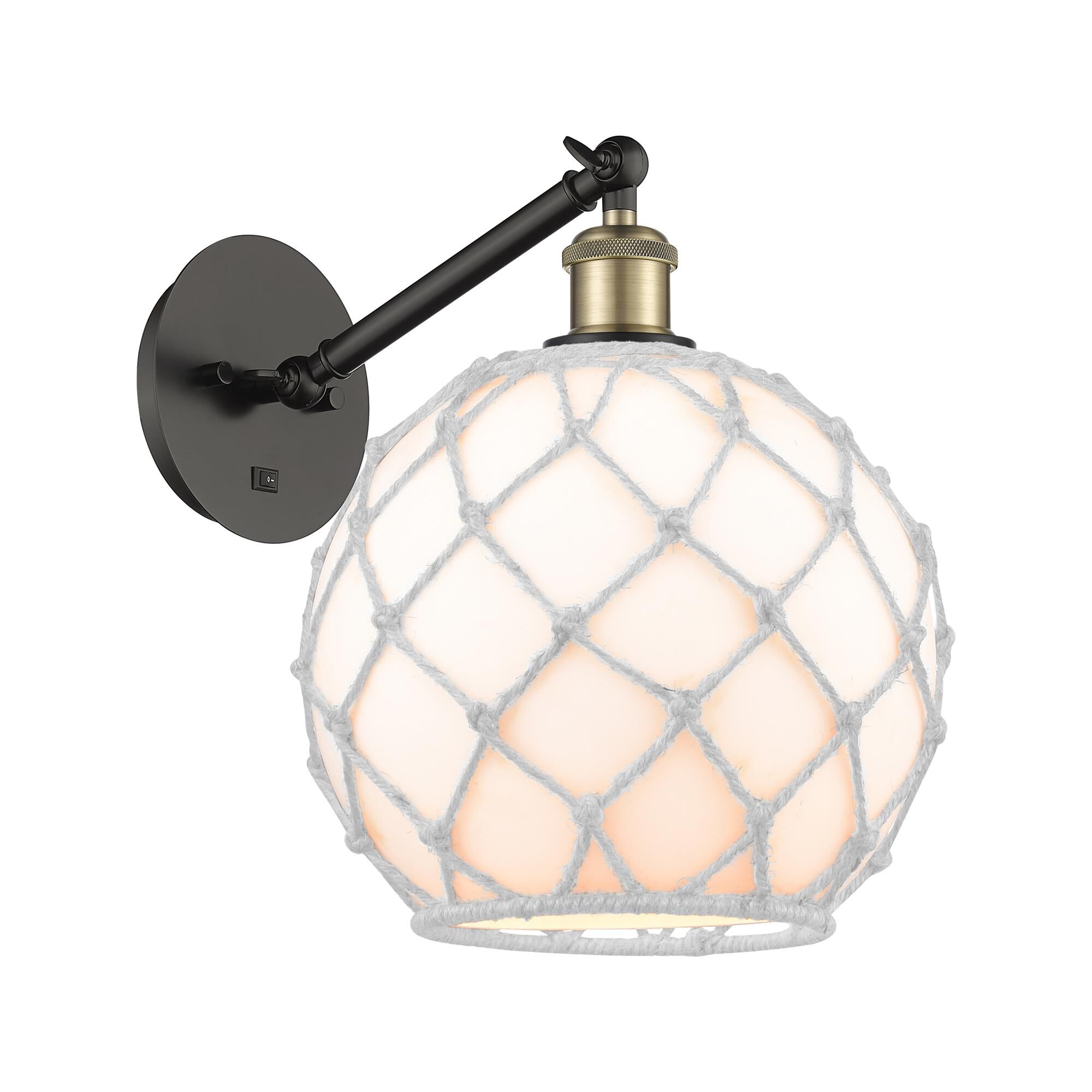 Bruno Marashlian Farmhouse Rope 10 Inch Wall Swing Lamp by Innovations Lighting
