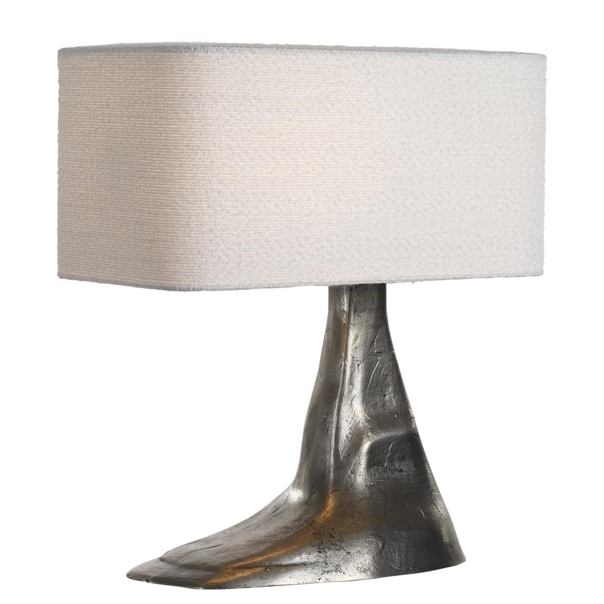 Shown in Museum Pewter finish and Boucle Rectangle shade