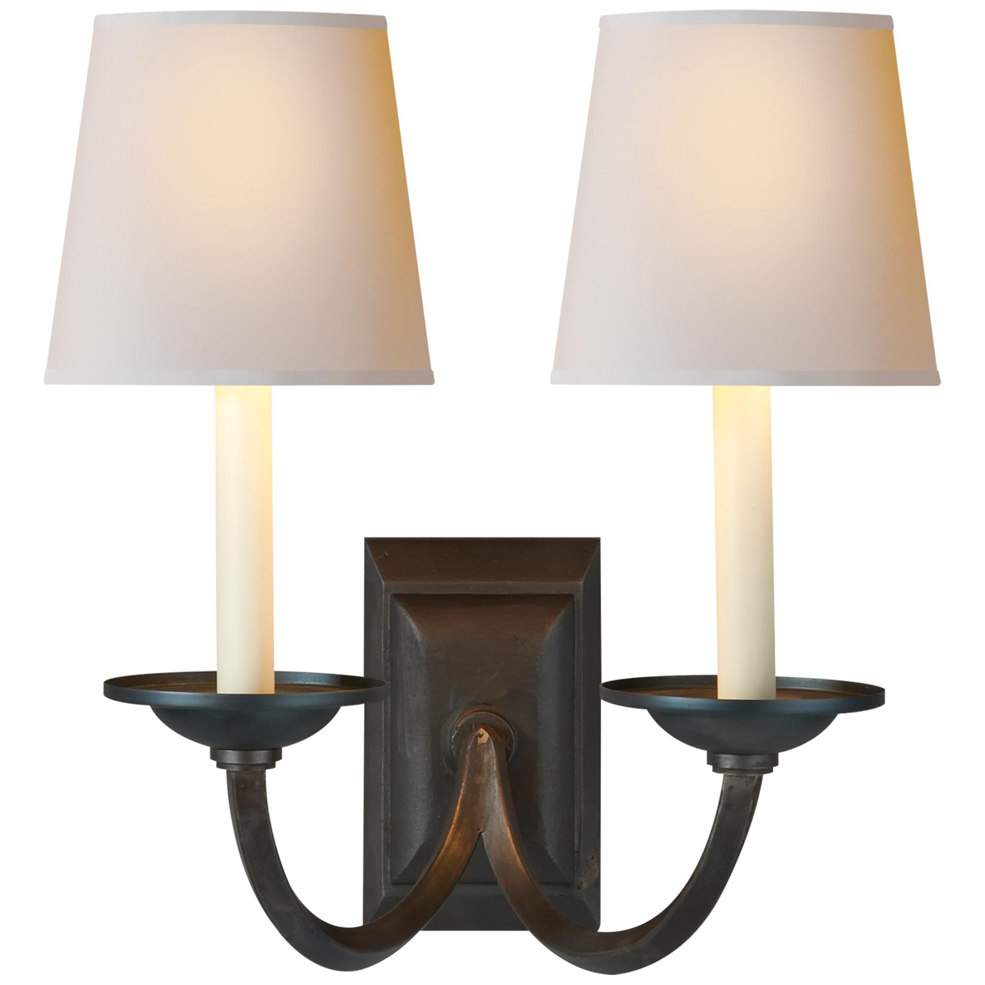 Shown in Aged Iron finish and Natural Paper shade
