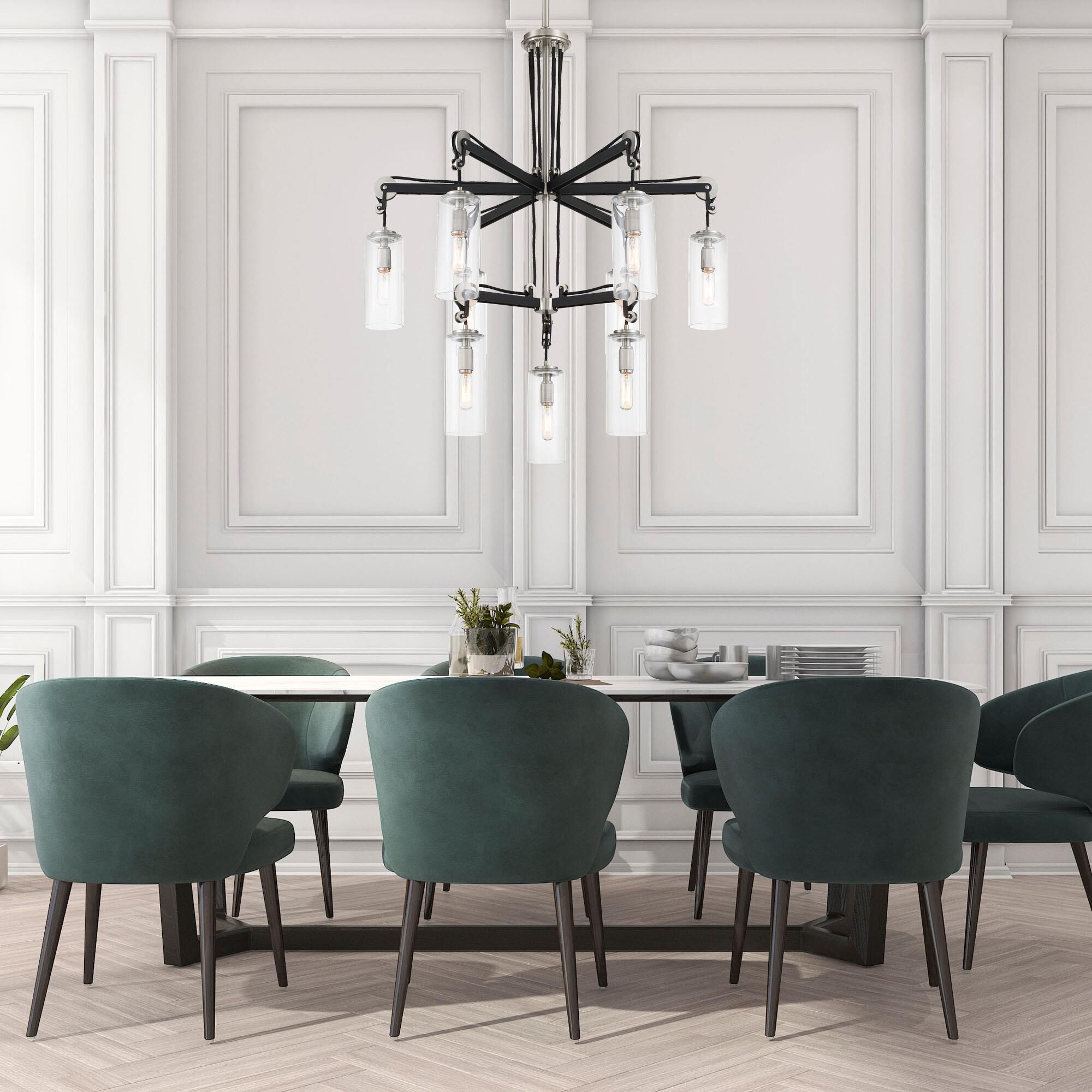 Shown in Coal with Brushed Nickel finish and Clear glass