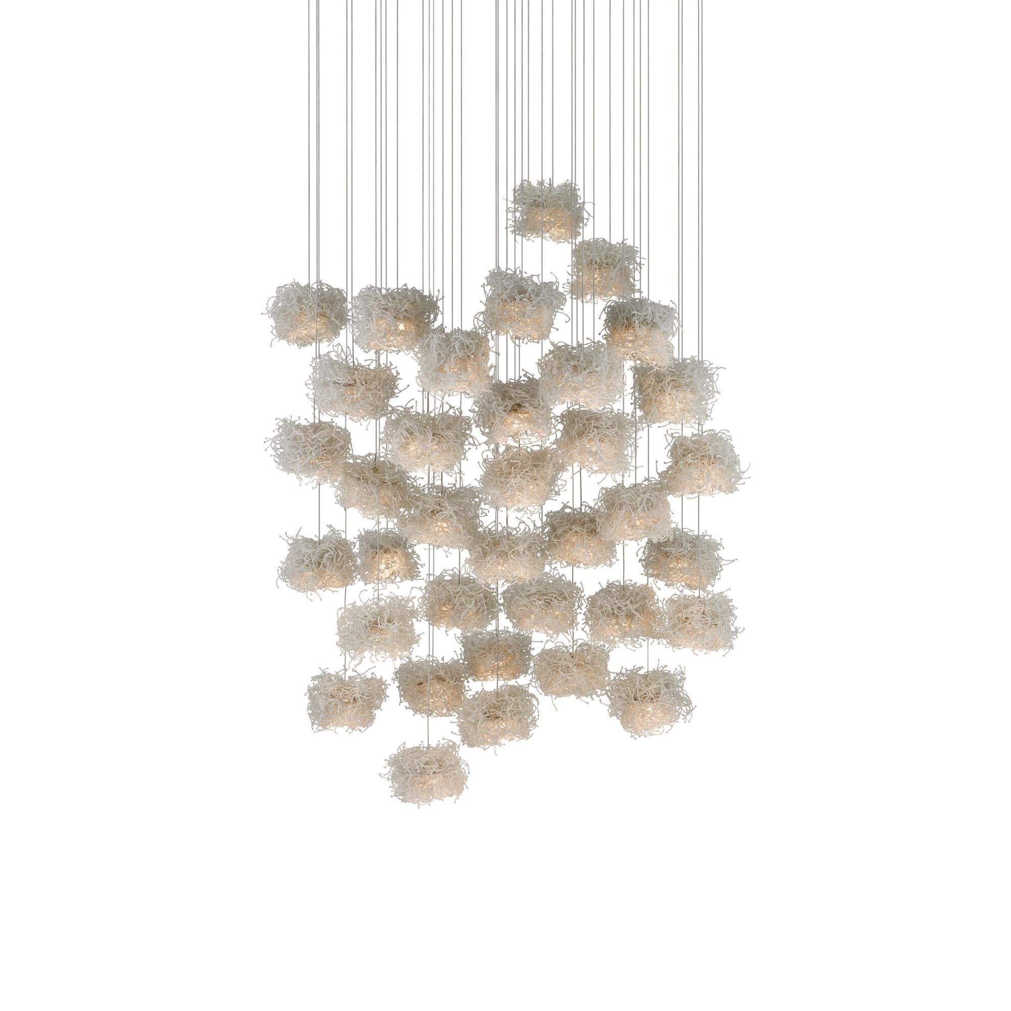 Shown in Painted Silver - Clear finish and Metal - Glass Bead shade