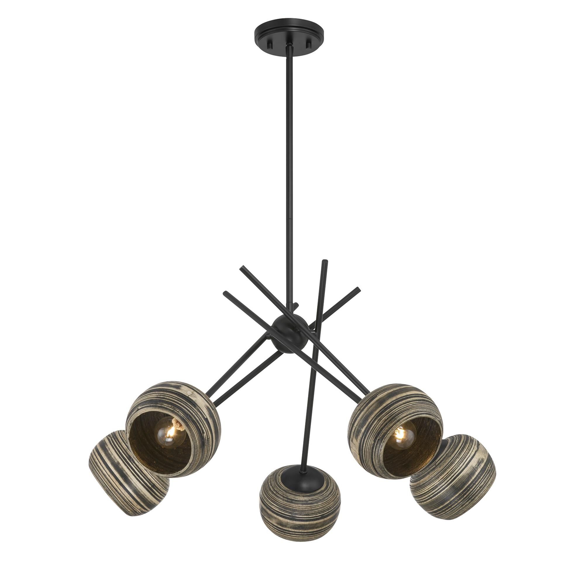 Shown in Matte Black finish and Spun Bamboo shade