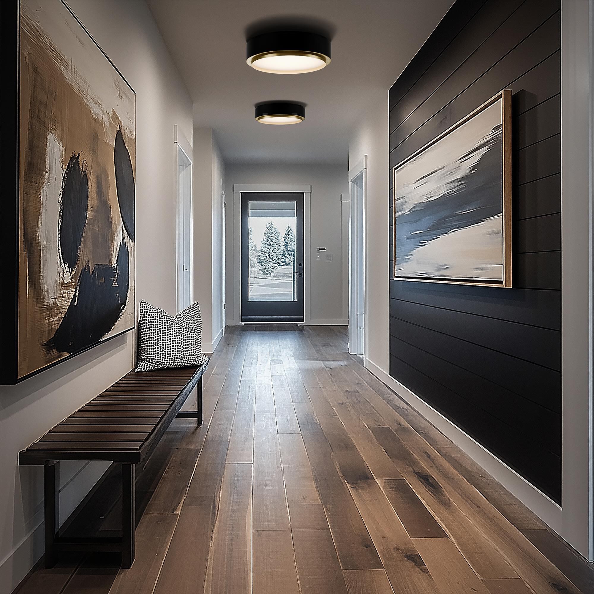 Shown in Black and Aged Brass finish