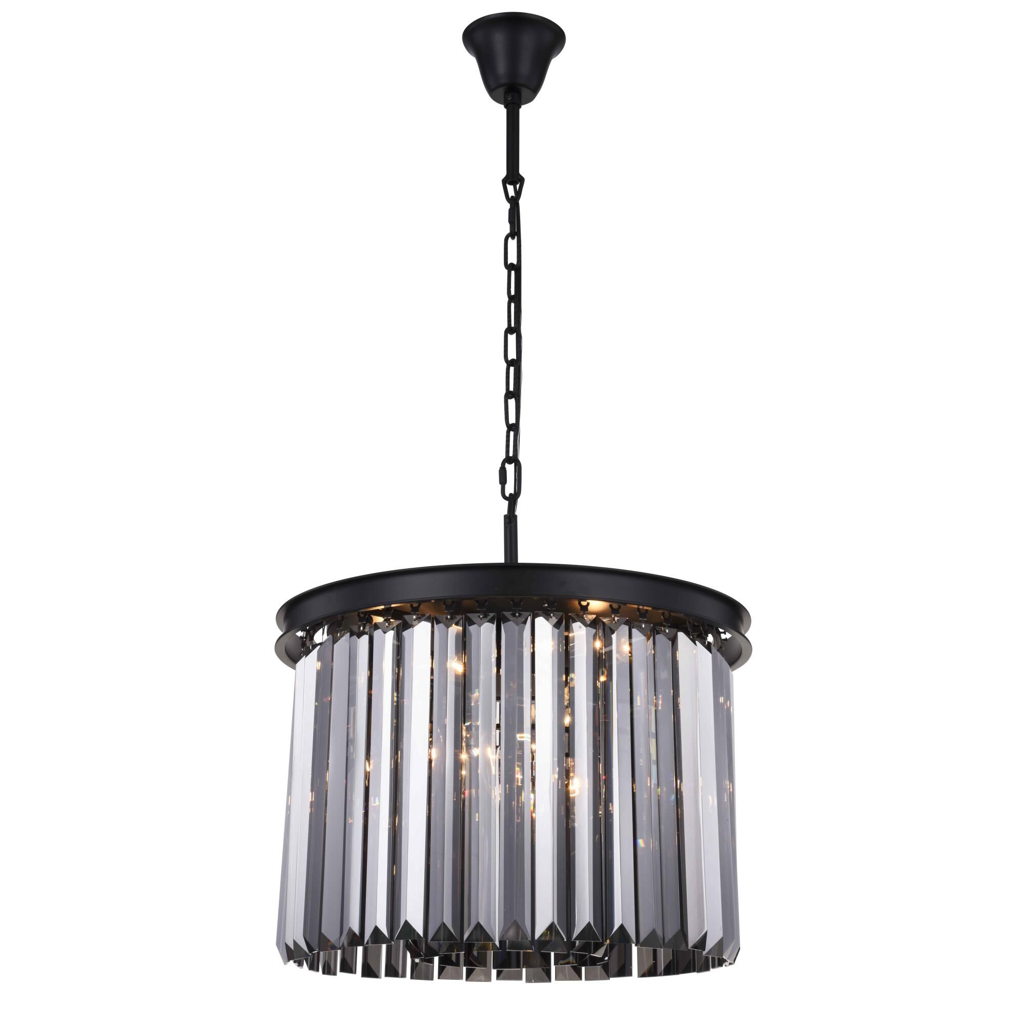 Shown in Matte Black finish and Royal Cut crystal and Silver Shade (Grey) accent