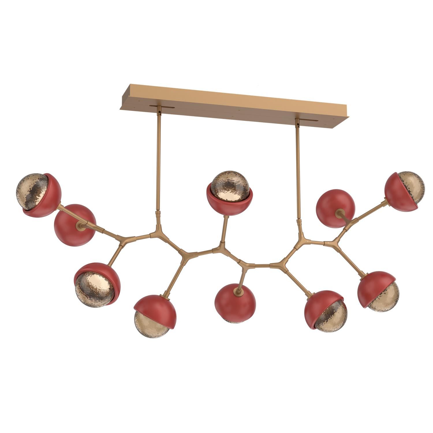 Shown in Novel Brass finish and Bronze glass and Cinnamon Red accent