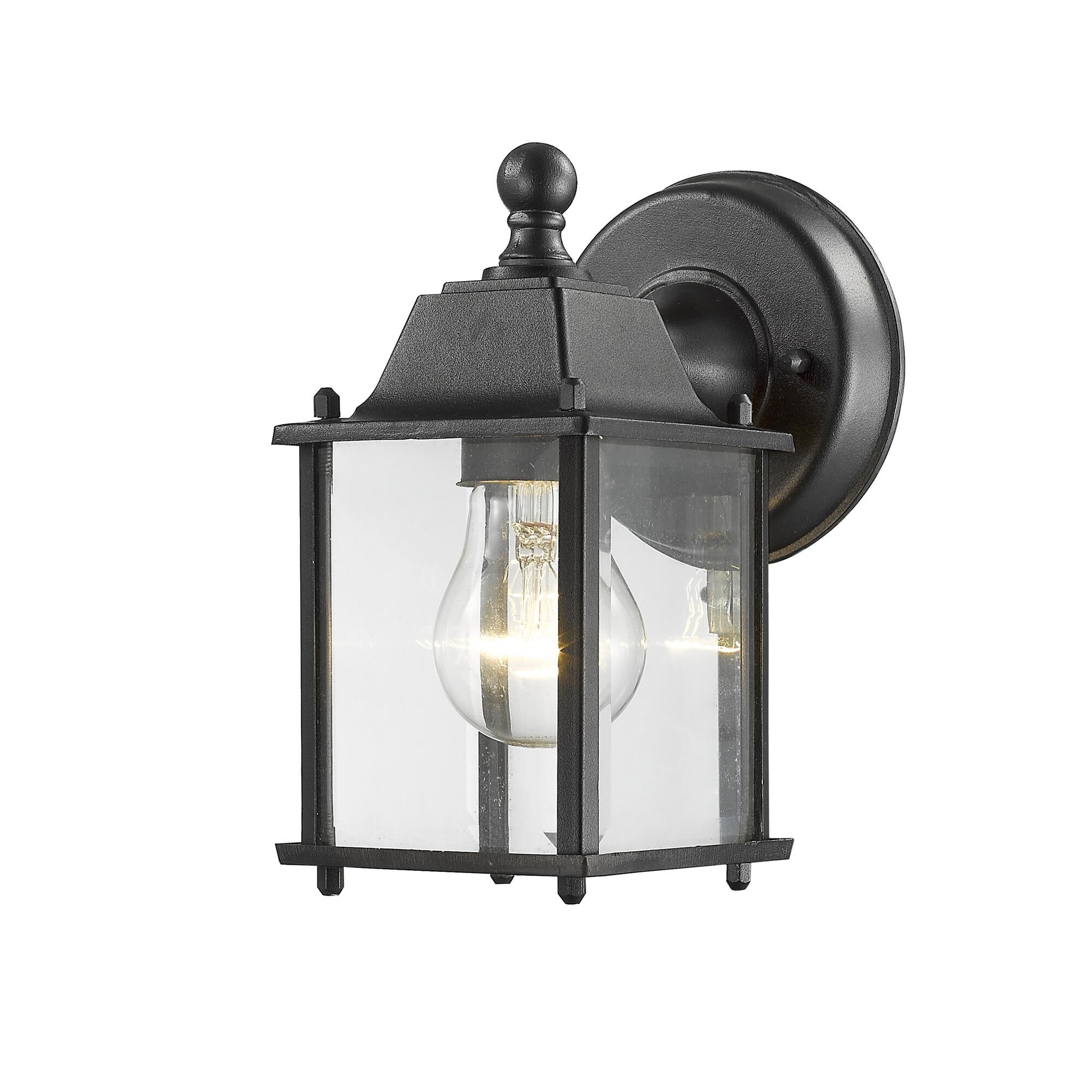 Shown in Black finish and Glass shade