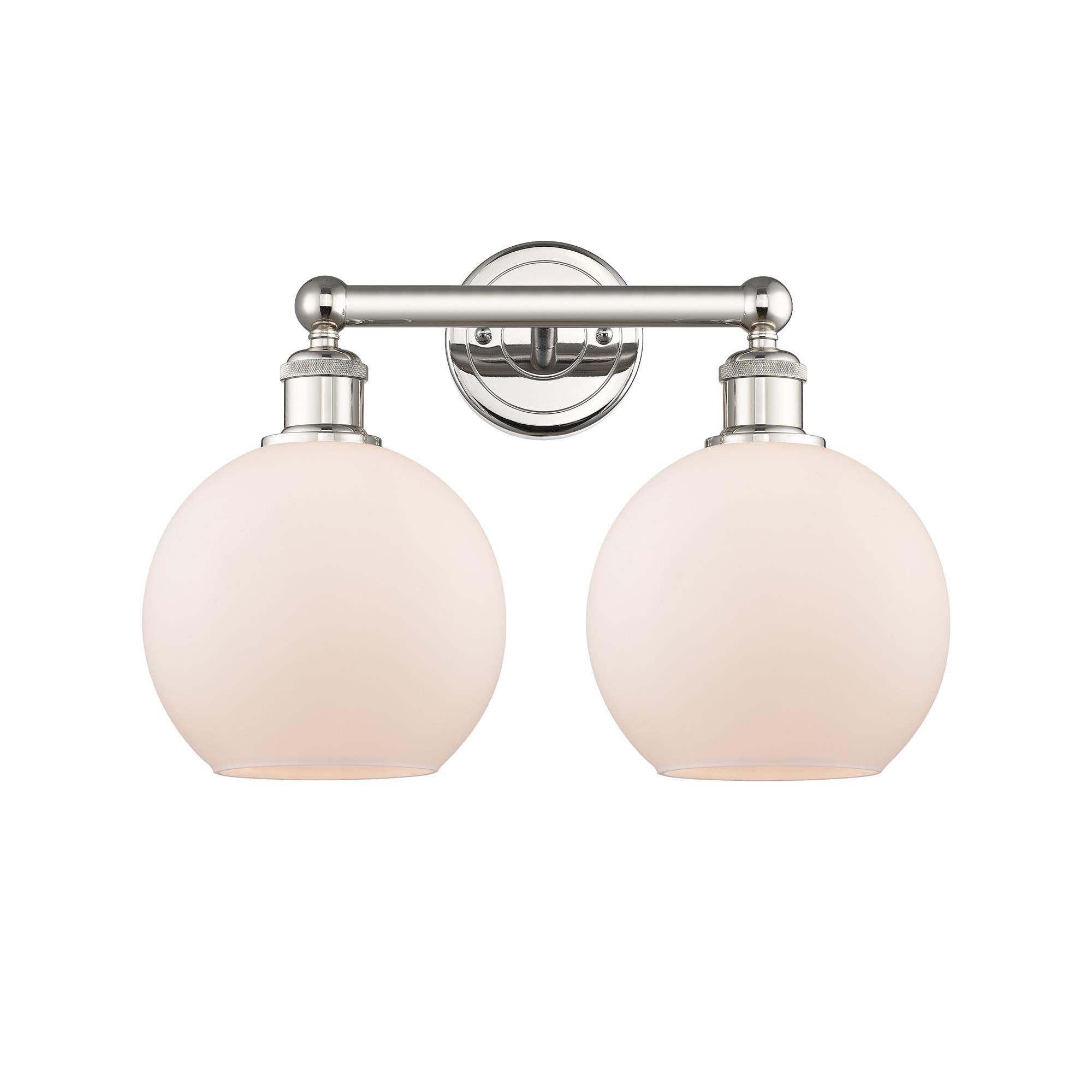 Shown in Polished Nickel finish and Matte White glass