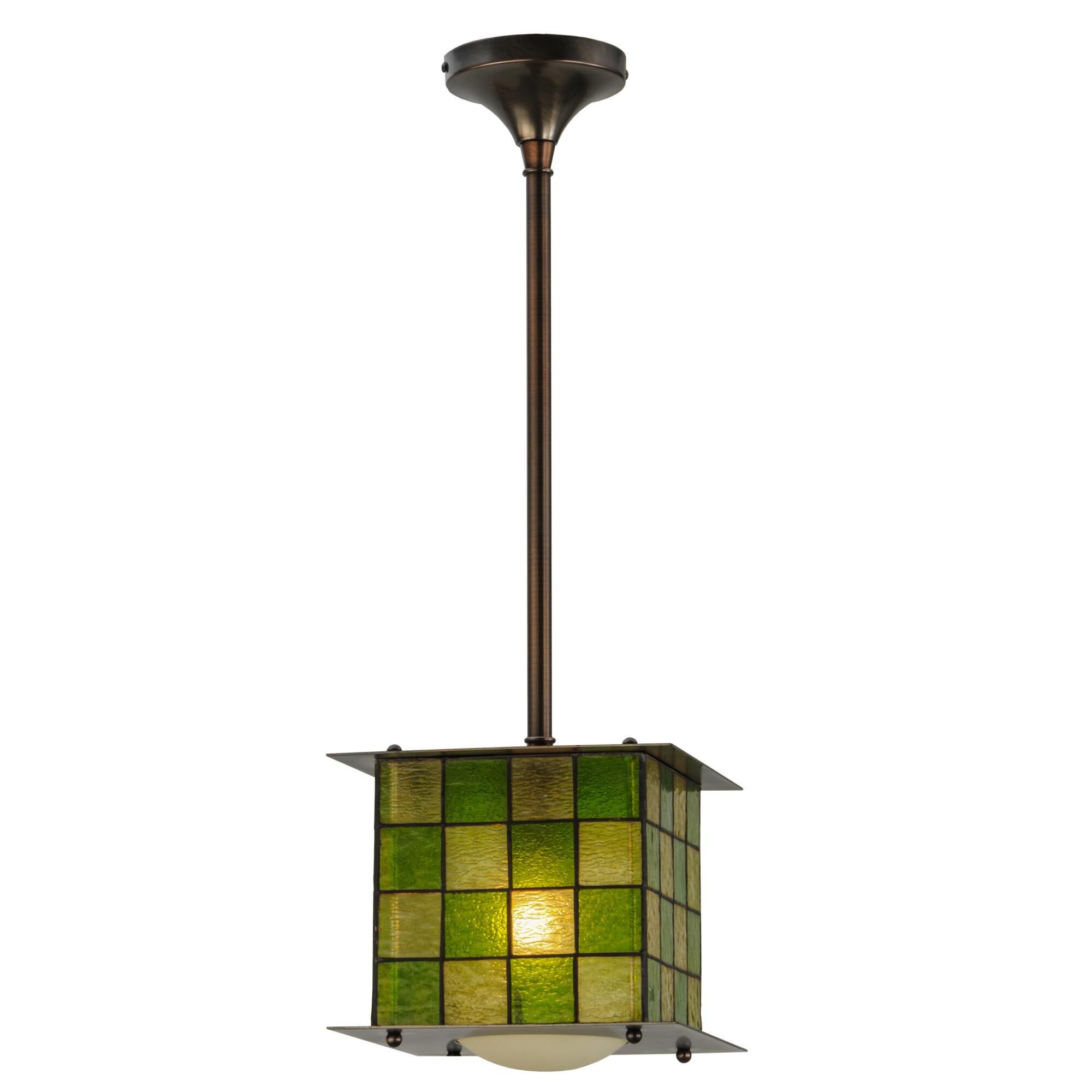 Shown in Mahogany Bronze finish and Sunlight-Kelp glass