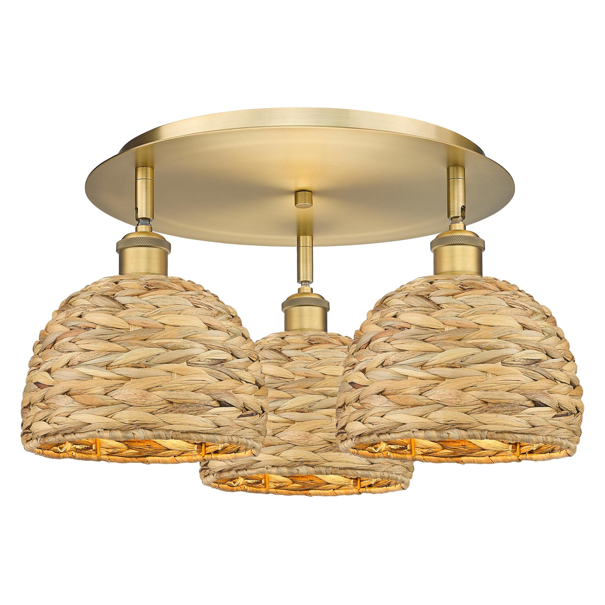 Bruno Marashlian Woven Rattan 20 Inch Flush Mount by Innovations Lighting