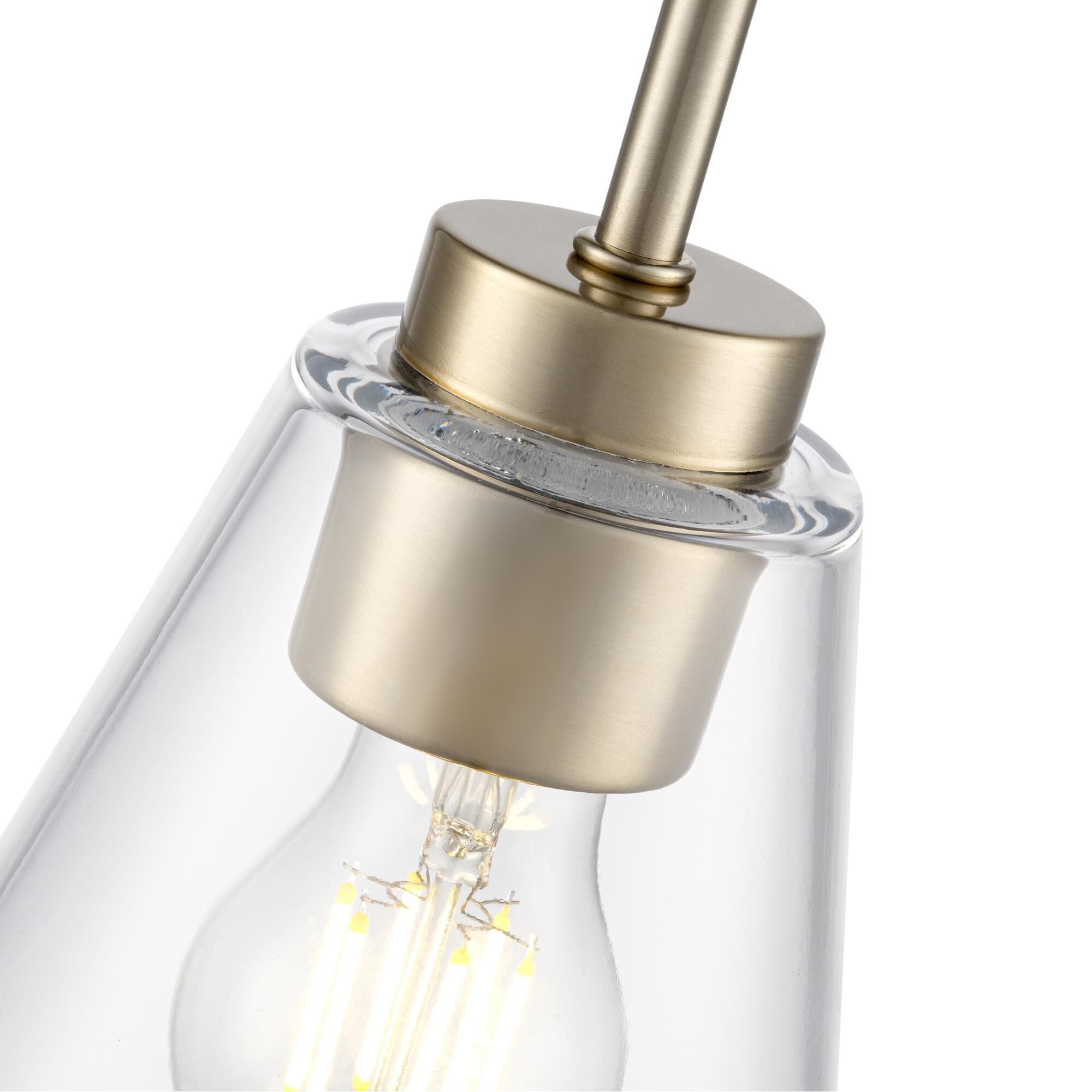 Shown in Modern Gold finish and Clear glass