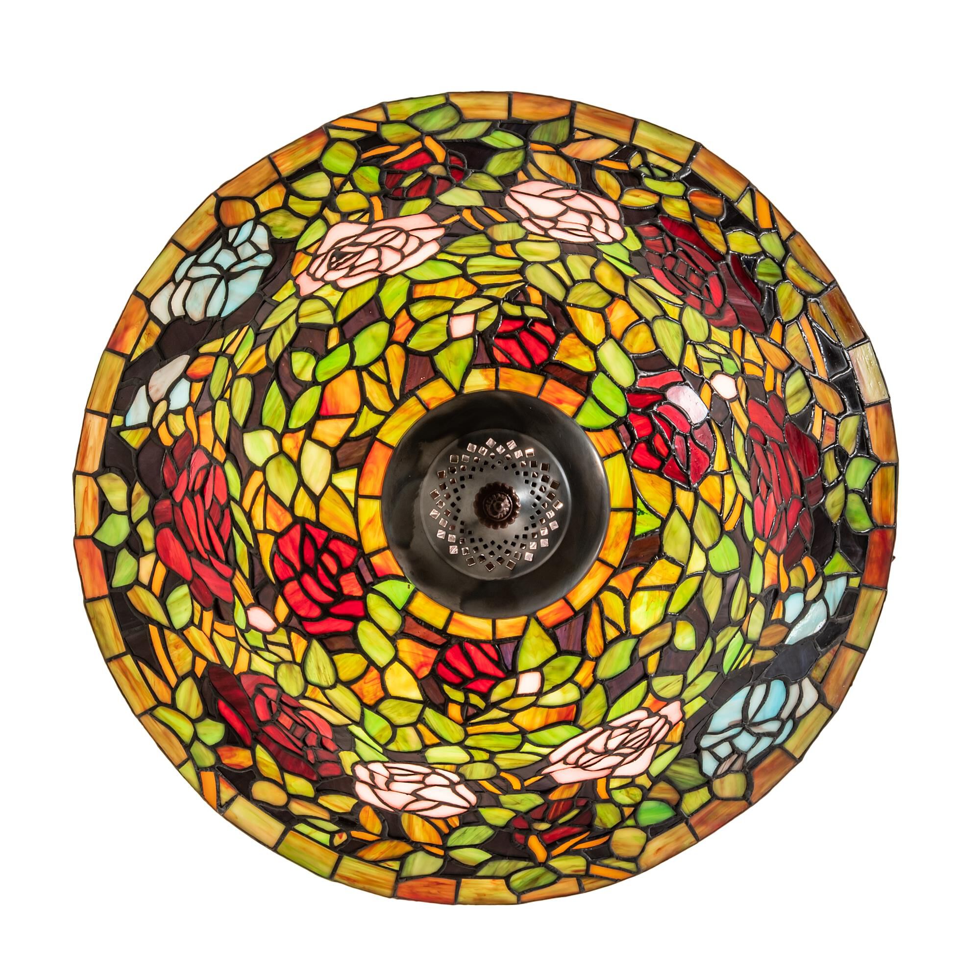 Shown in Mahogany Bronze finish and Ruby;Green glass