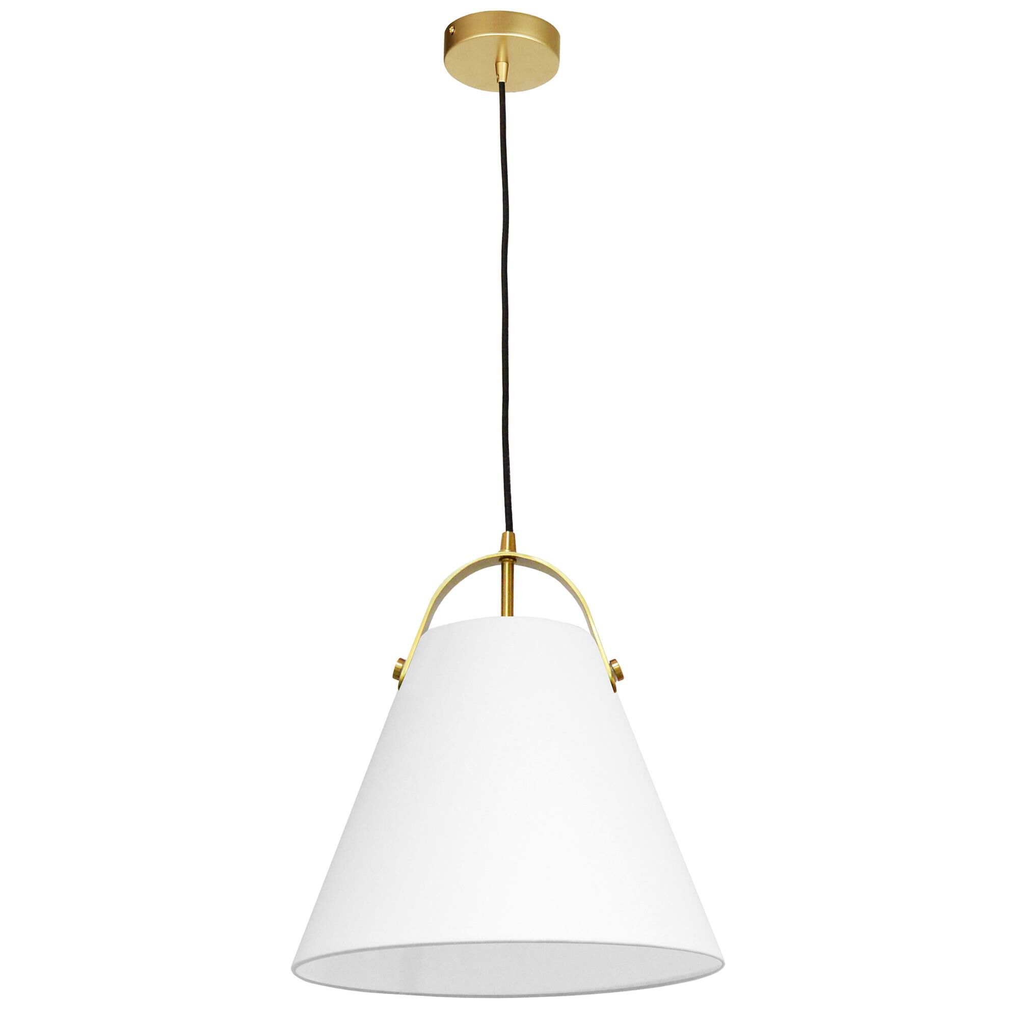 Shown in Aged Brass finish and Laminated Fabric - White shade