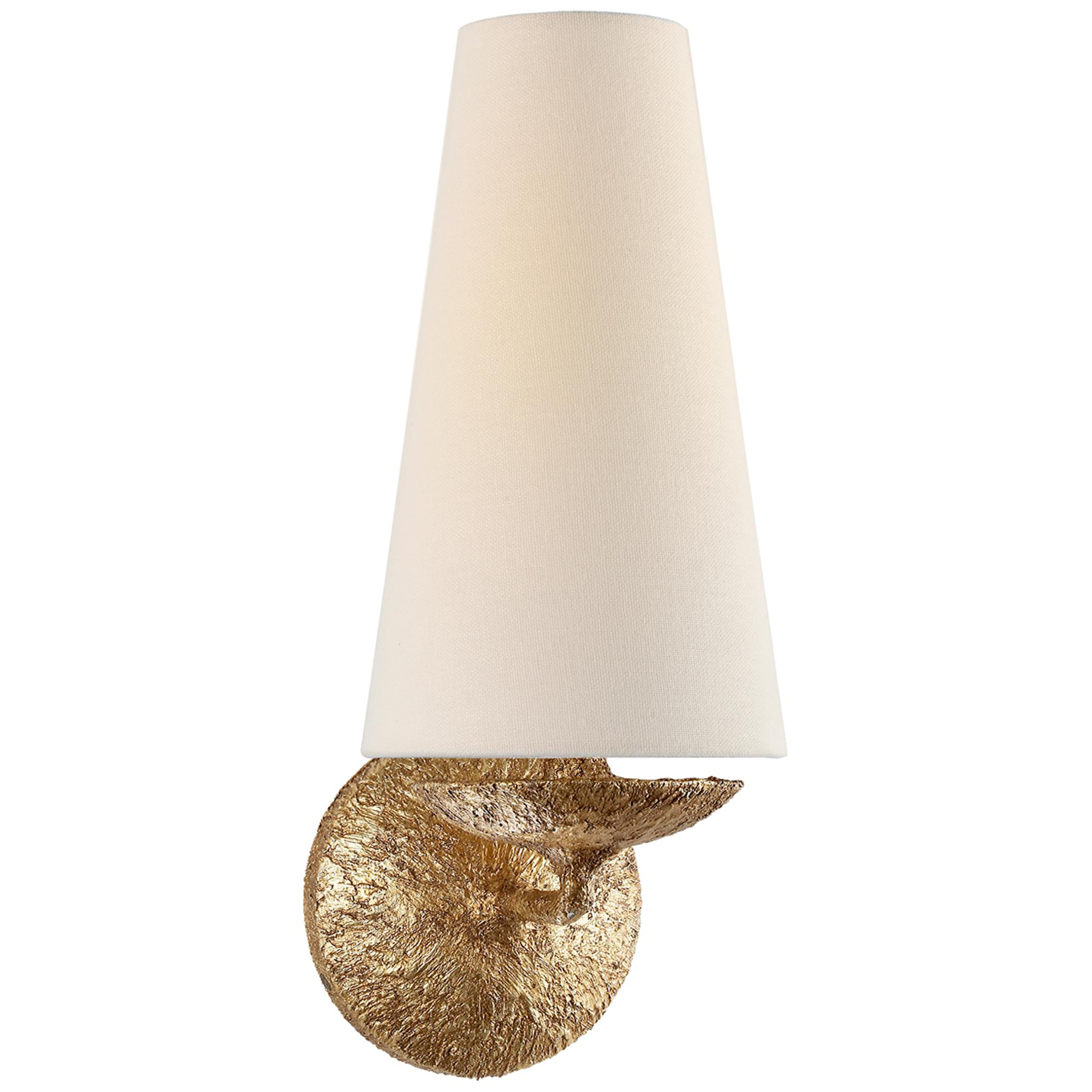 Shown in Gilded Plaster finish and Linen shade