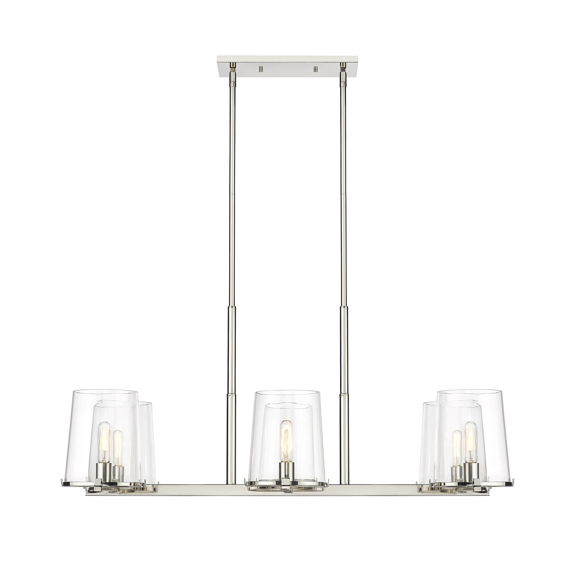 Shown in Polished Nickel finish and Glass shade