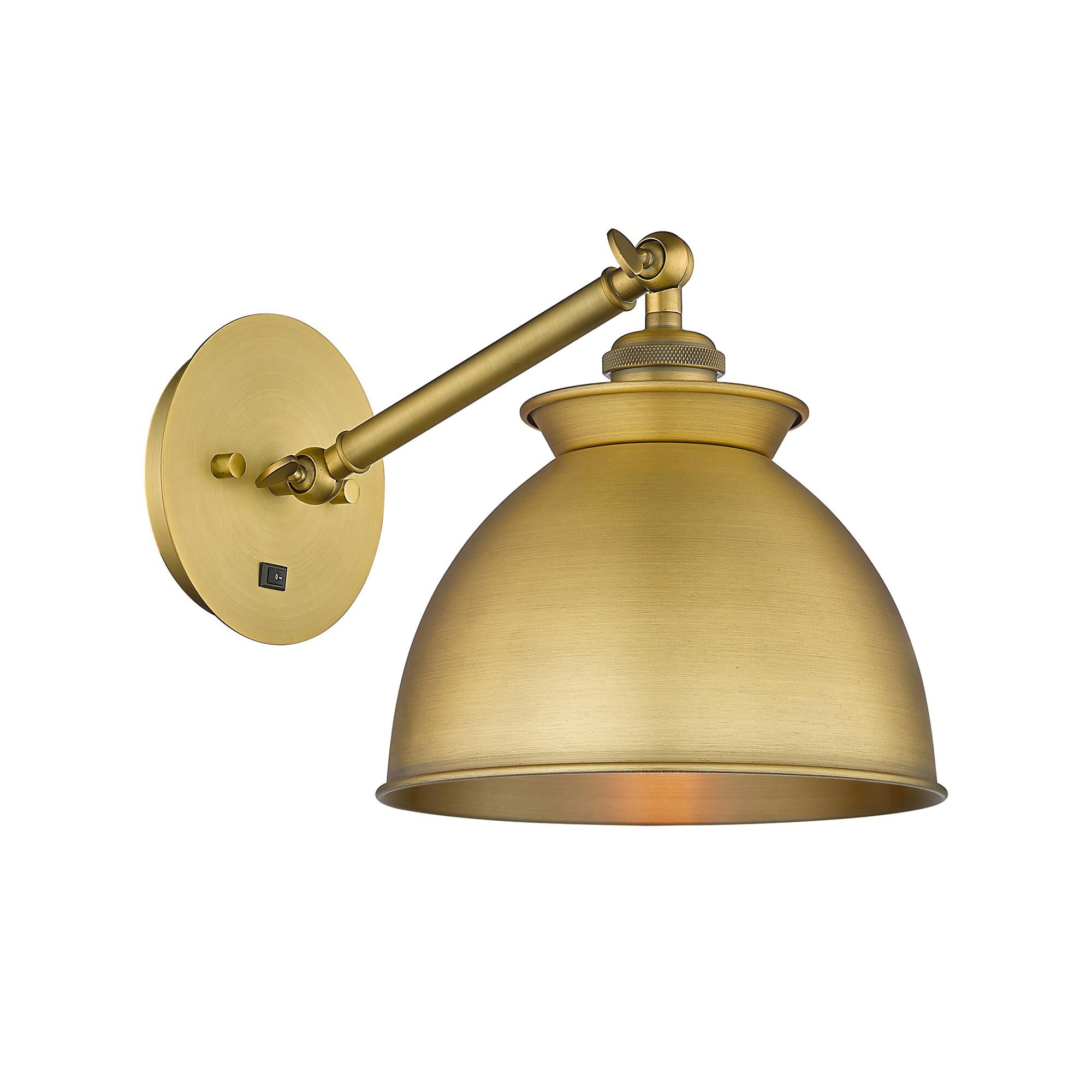 Shown in Brushed Brass finish and Brushed Brass shade