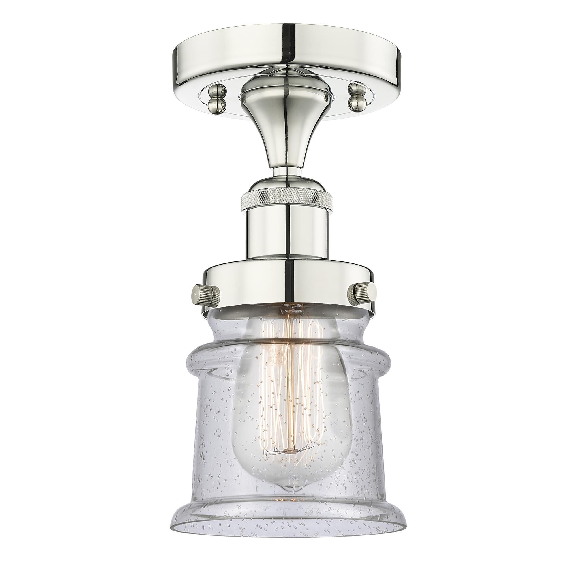 Shown in Polished Nickel finish and Seedy glass