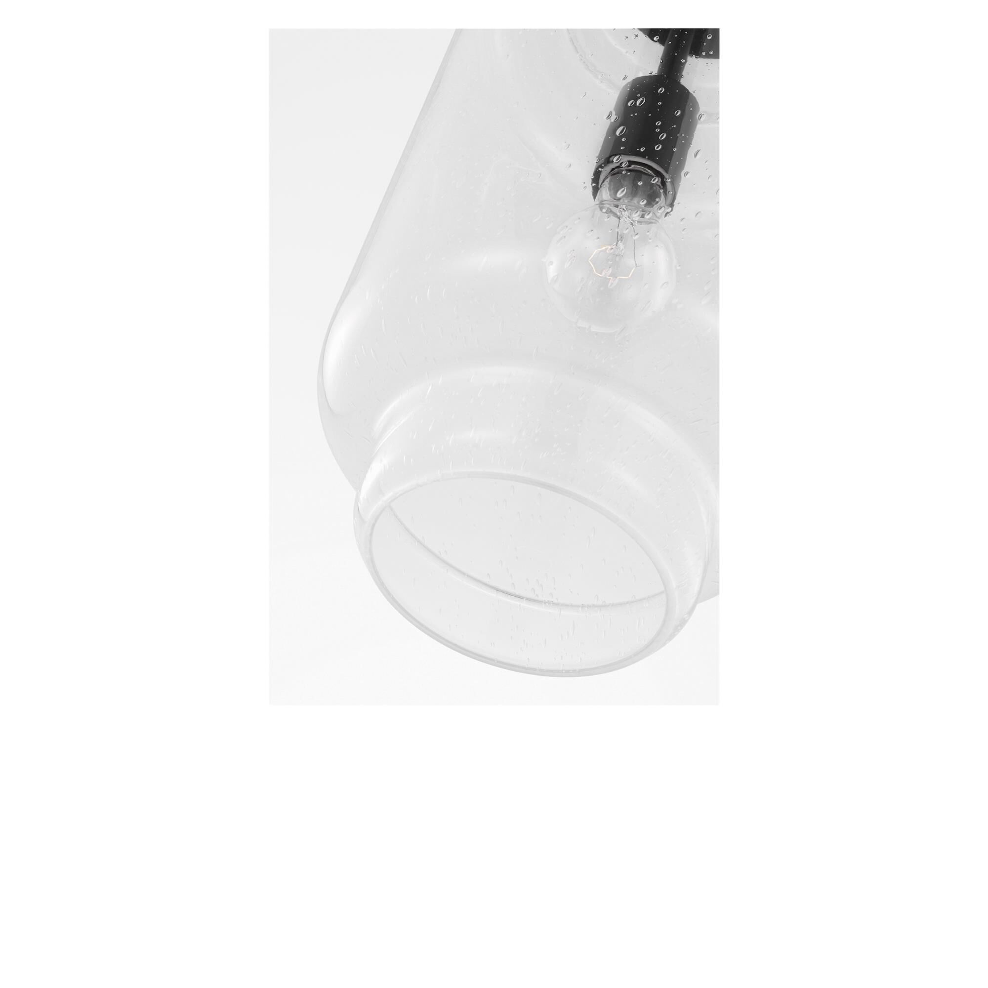 Shown in Aged Iron finish and Clear Seeded glass