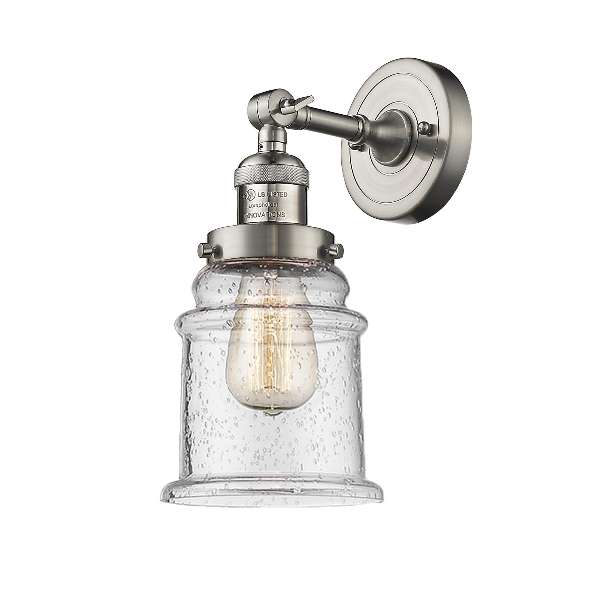 Shown in Brushed Satin Nickel finish and Seedy glass