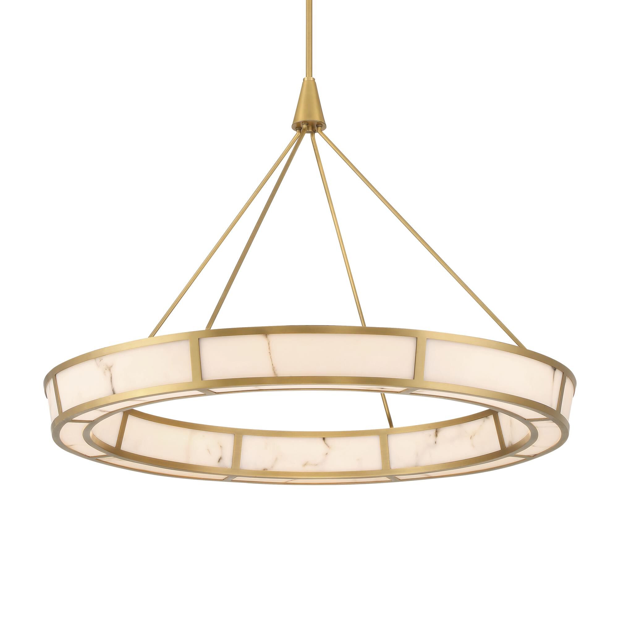 Shown in Legacy Brass finish and White glass and Faux Alabaster shade