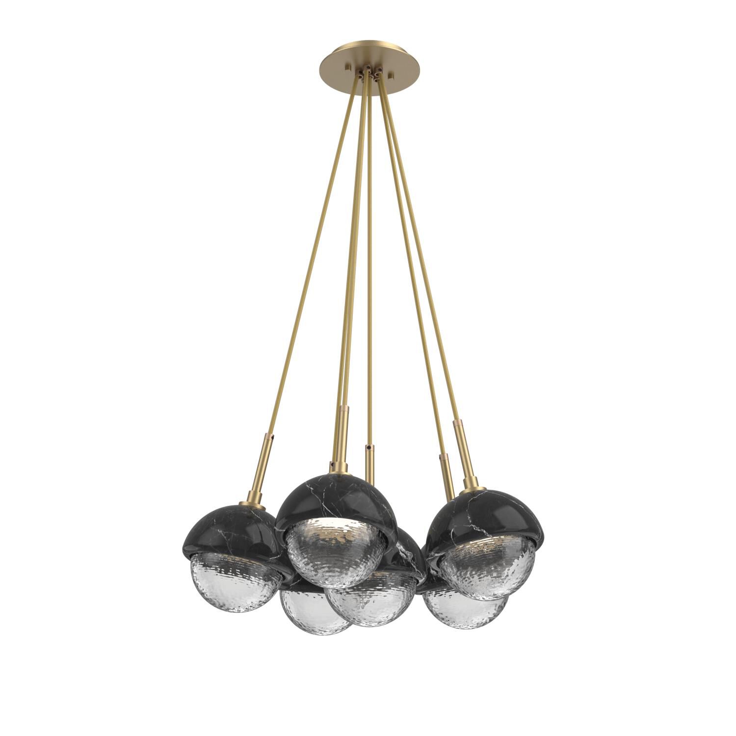 Shown in Novel Brass finish and Clear glass and Black Marble accent