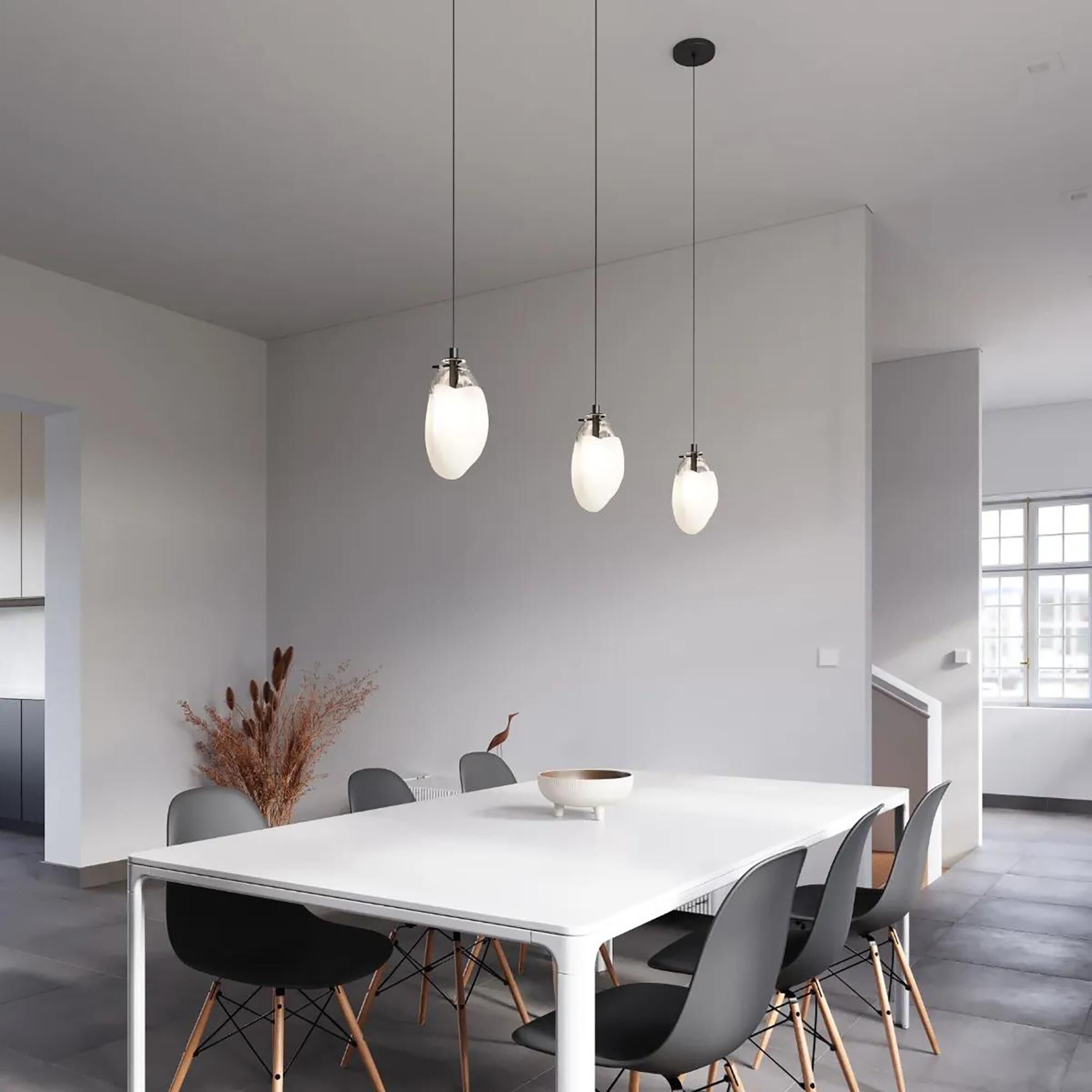 Shown in Satin Black finish and Poured White glass