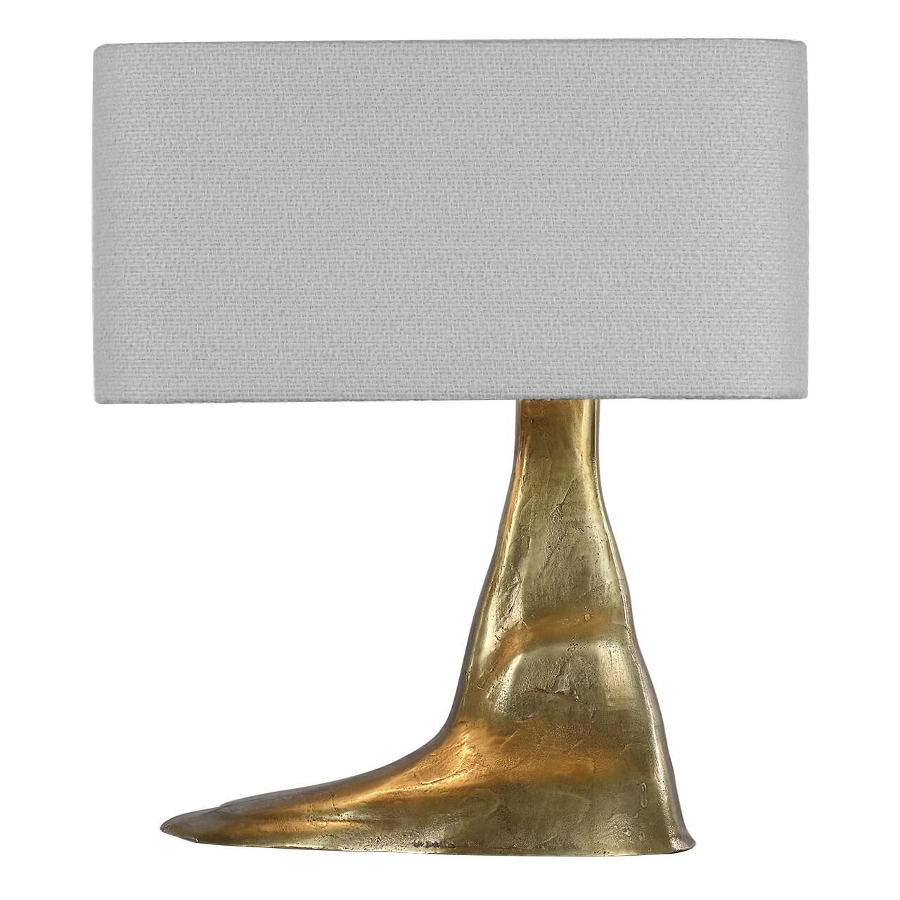 Shown in Museum Brass finish and Boucle Rectangle shade