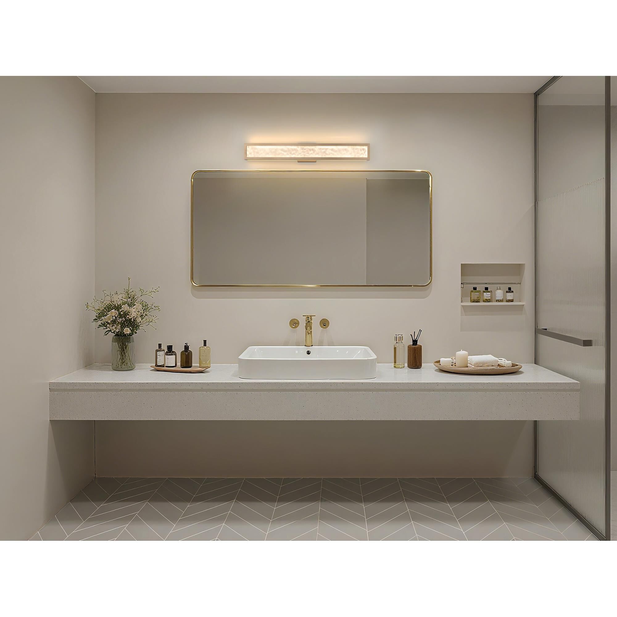 Shown in Champagne Gold finish and Clear Water glass
