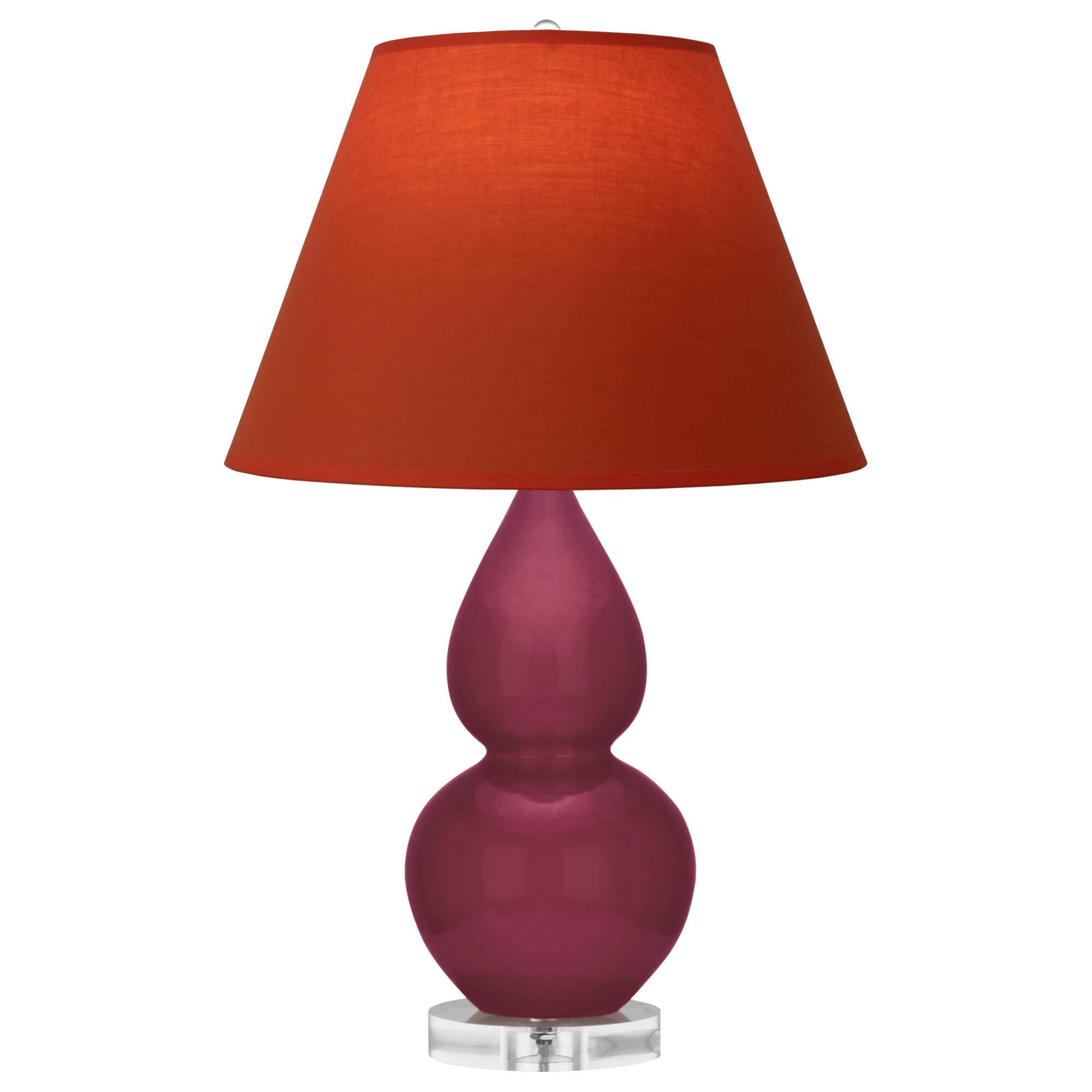 Shown in Sugar Plum finish and Tangerine and Taupe Lining shade and Lucite accent