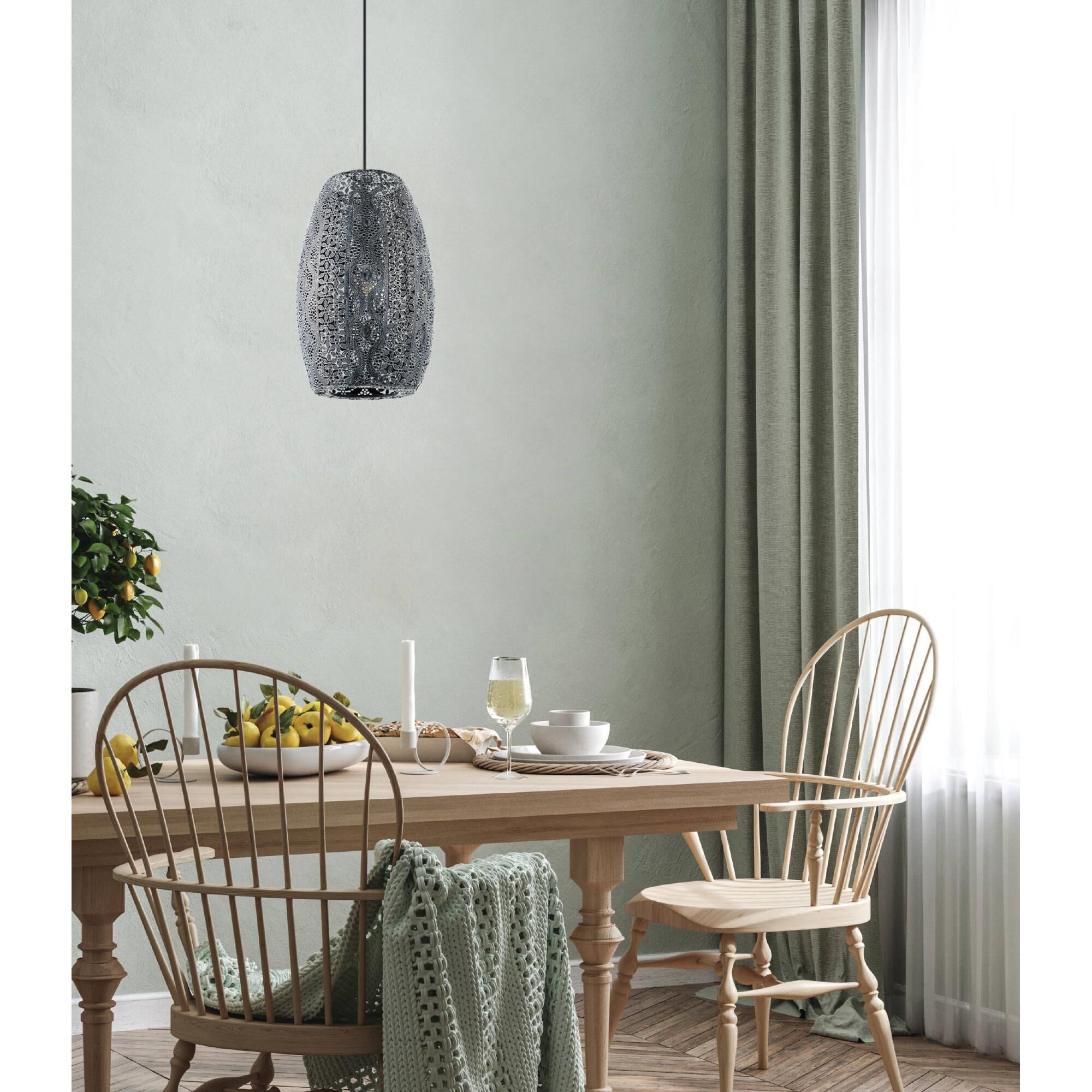 Shown in Antique Black finish and Metal shade