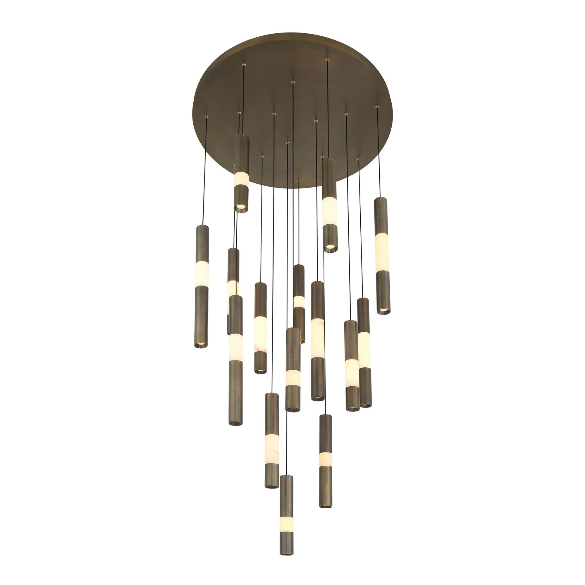 Shown in Weathered Brass finish and Alabaster glass