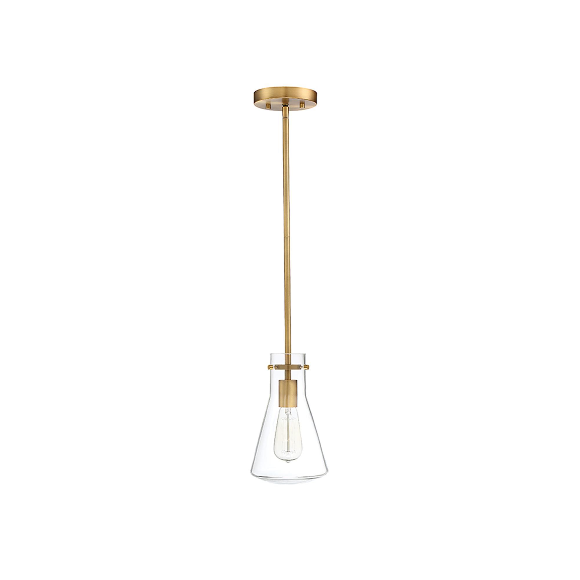 Shown in Natural Brass finish and Clear glass