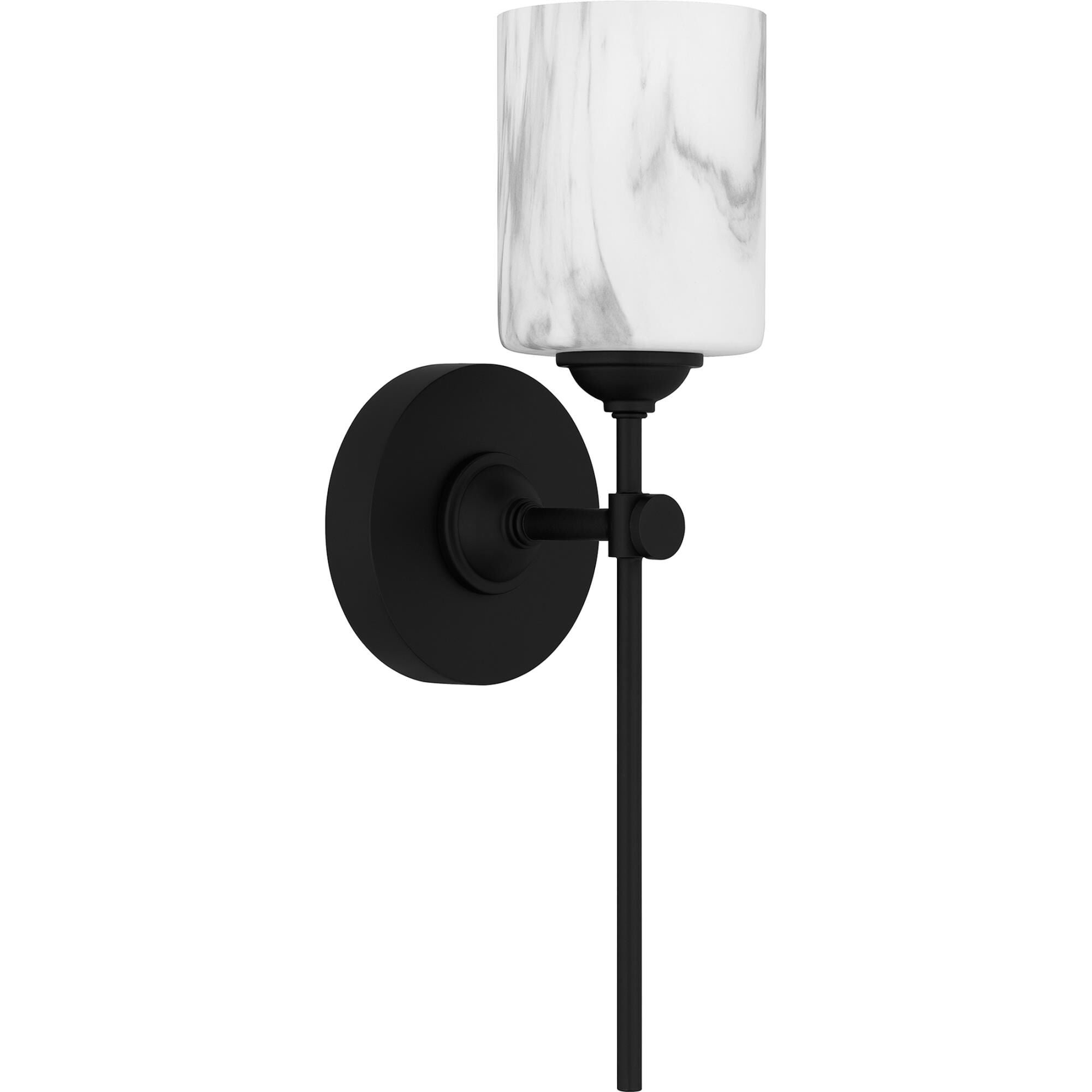 Shown in Matte Black finish and Marble Glass shade
