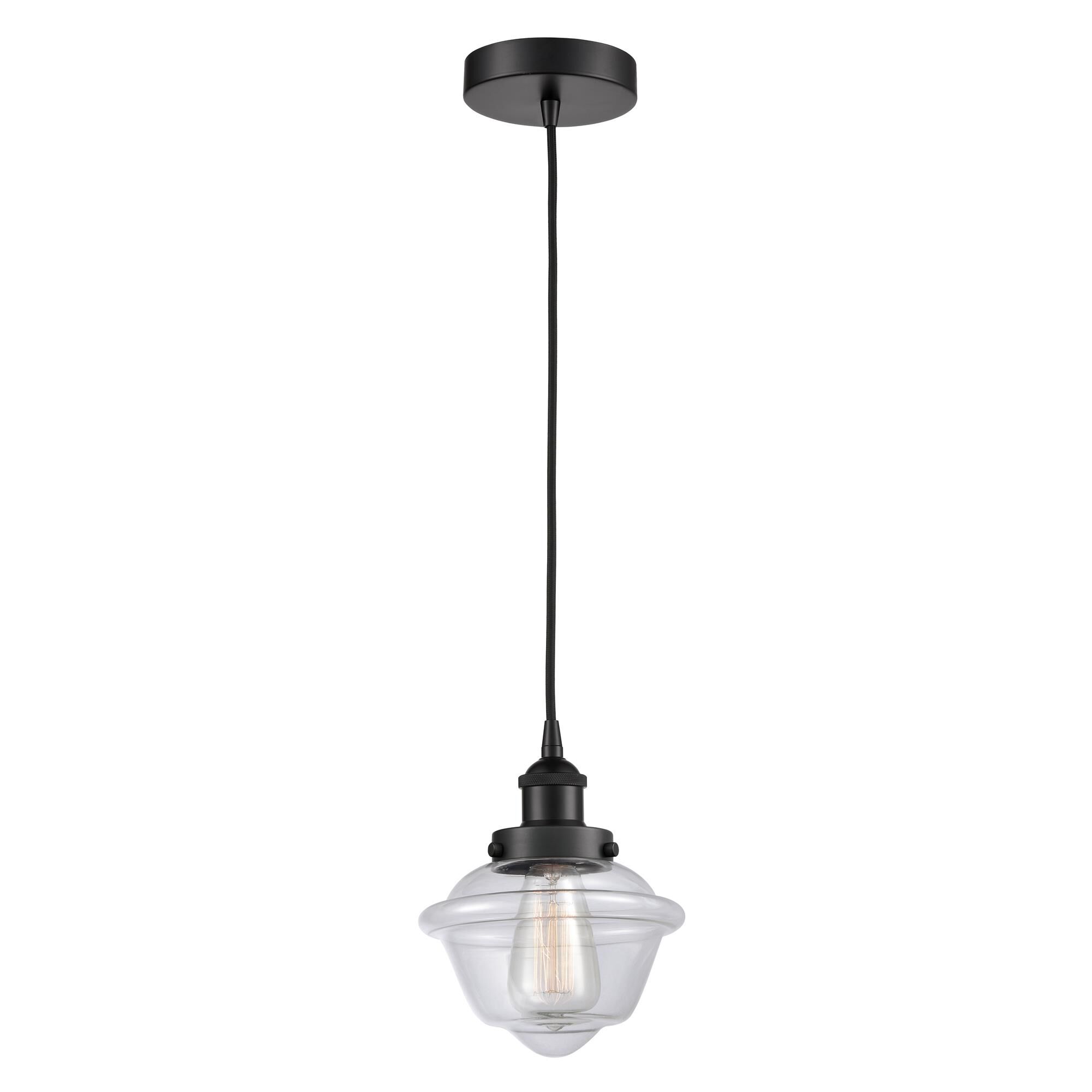 Shown in Matte Black finish and Clear Small Oxford glass