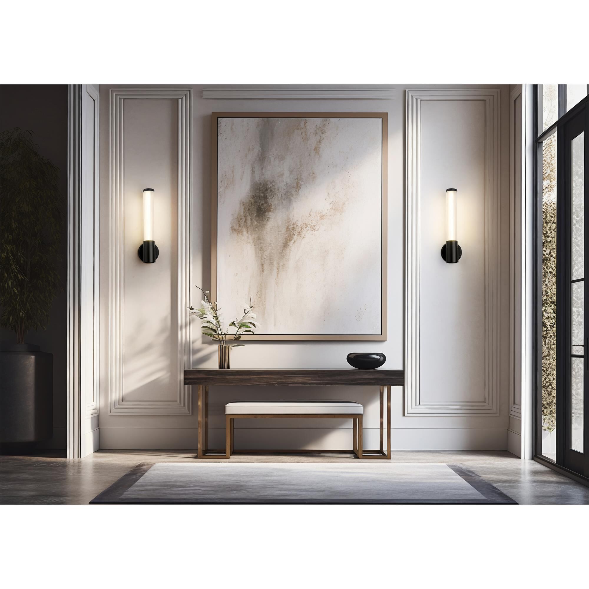 Shown in Matte Black finish and Opal White glass and Opal White shade