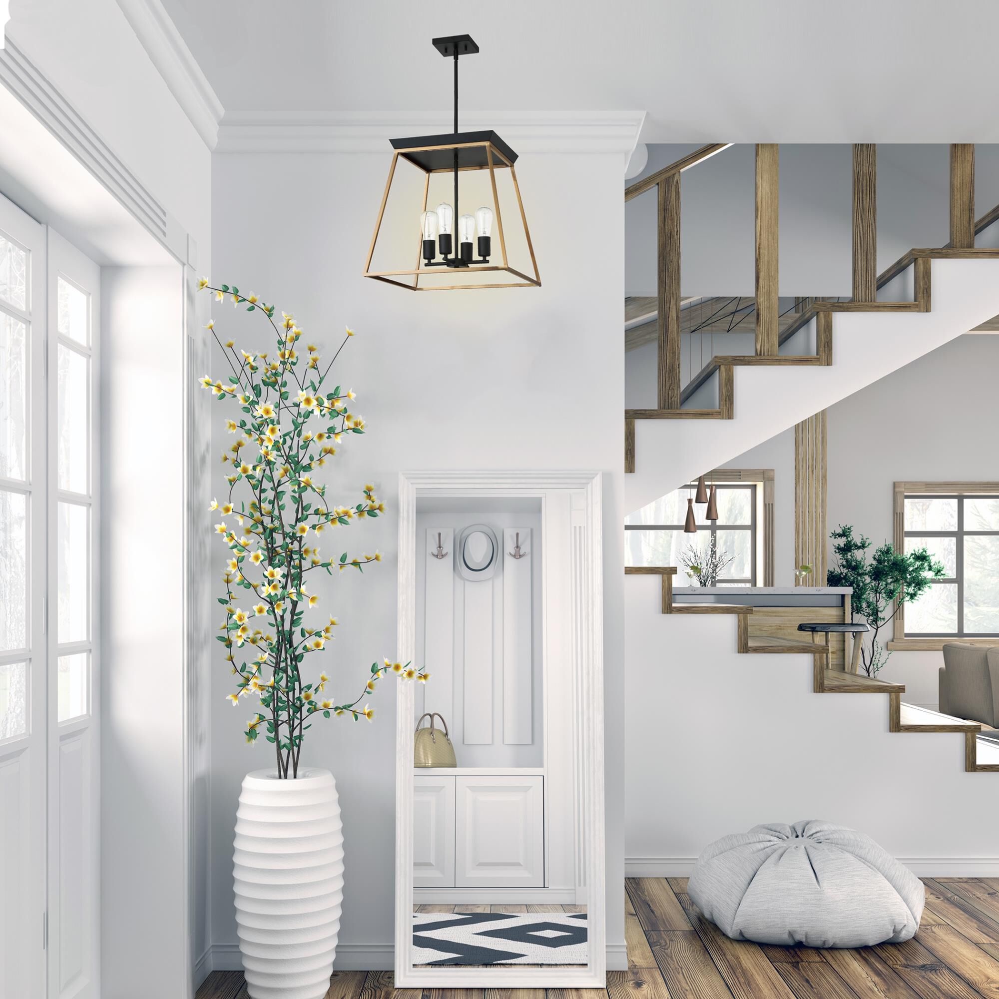 Shown in Brushed Gold and Matte Black finish