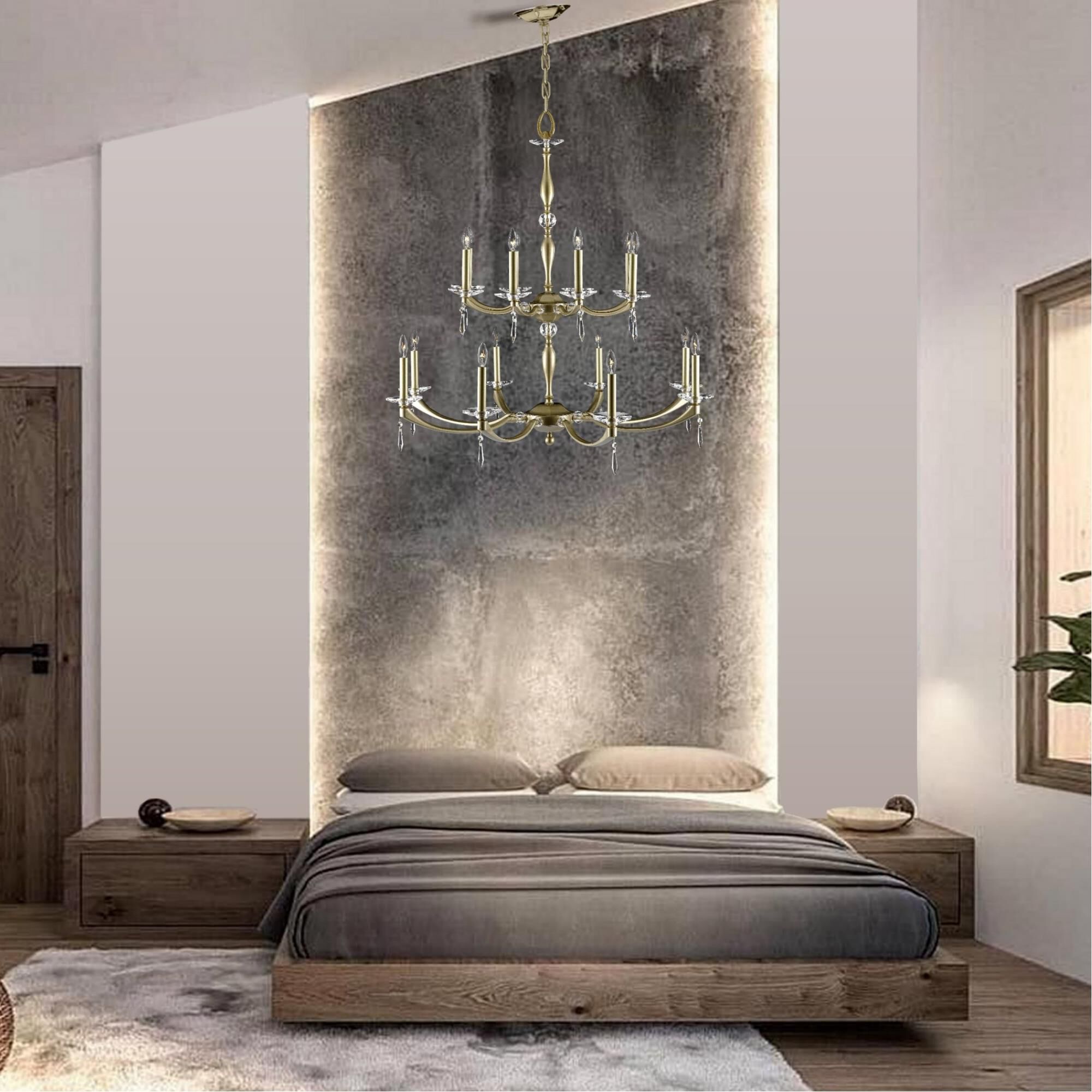 American Brass & Crystal Kensington 16 Light Chandelier by American Brass and Crystal