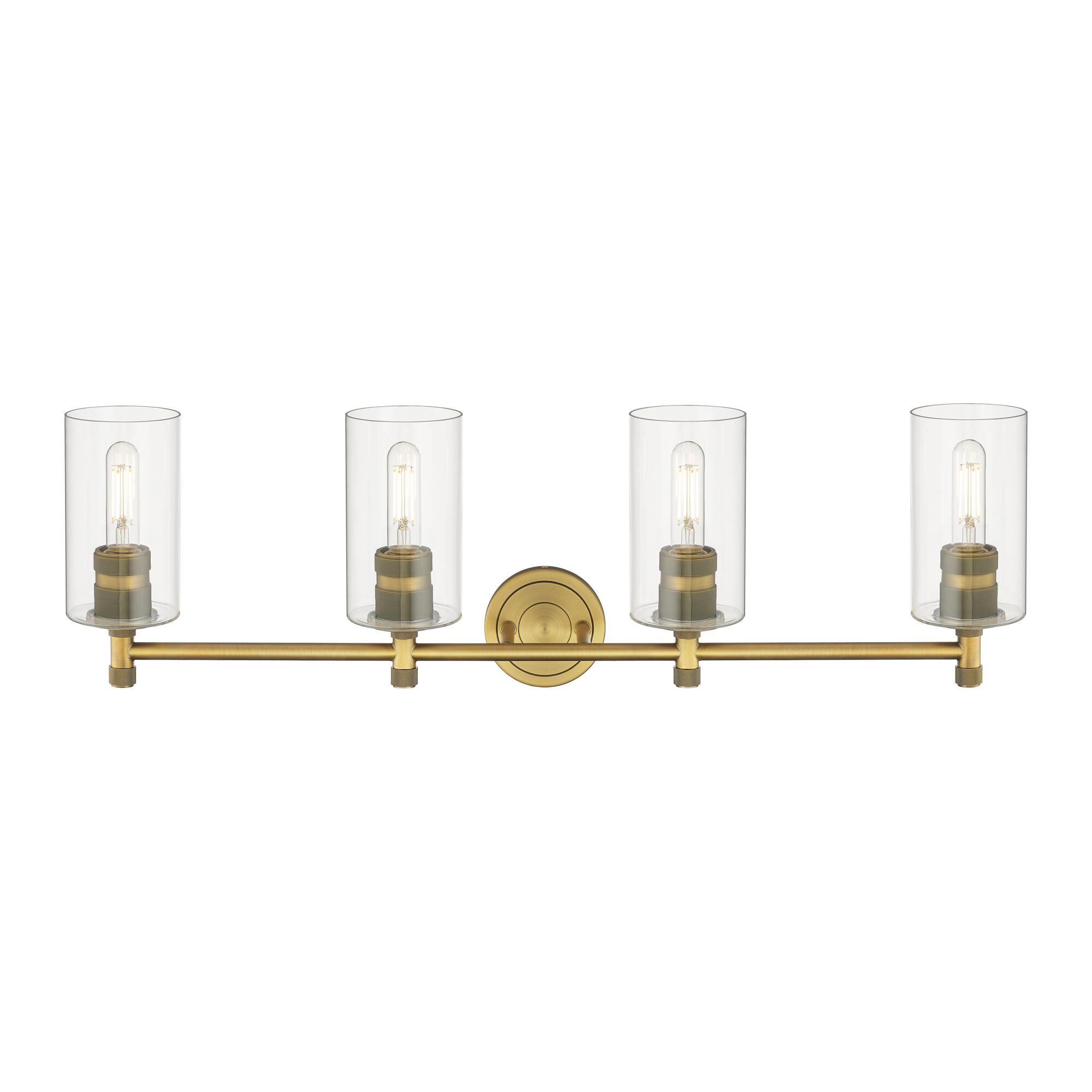 Shown in Brushed Brass finish and Clear glass