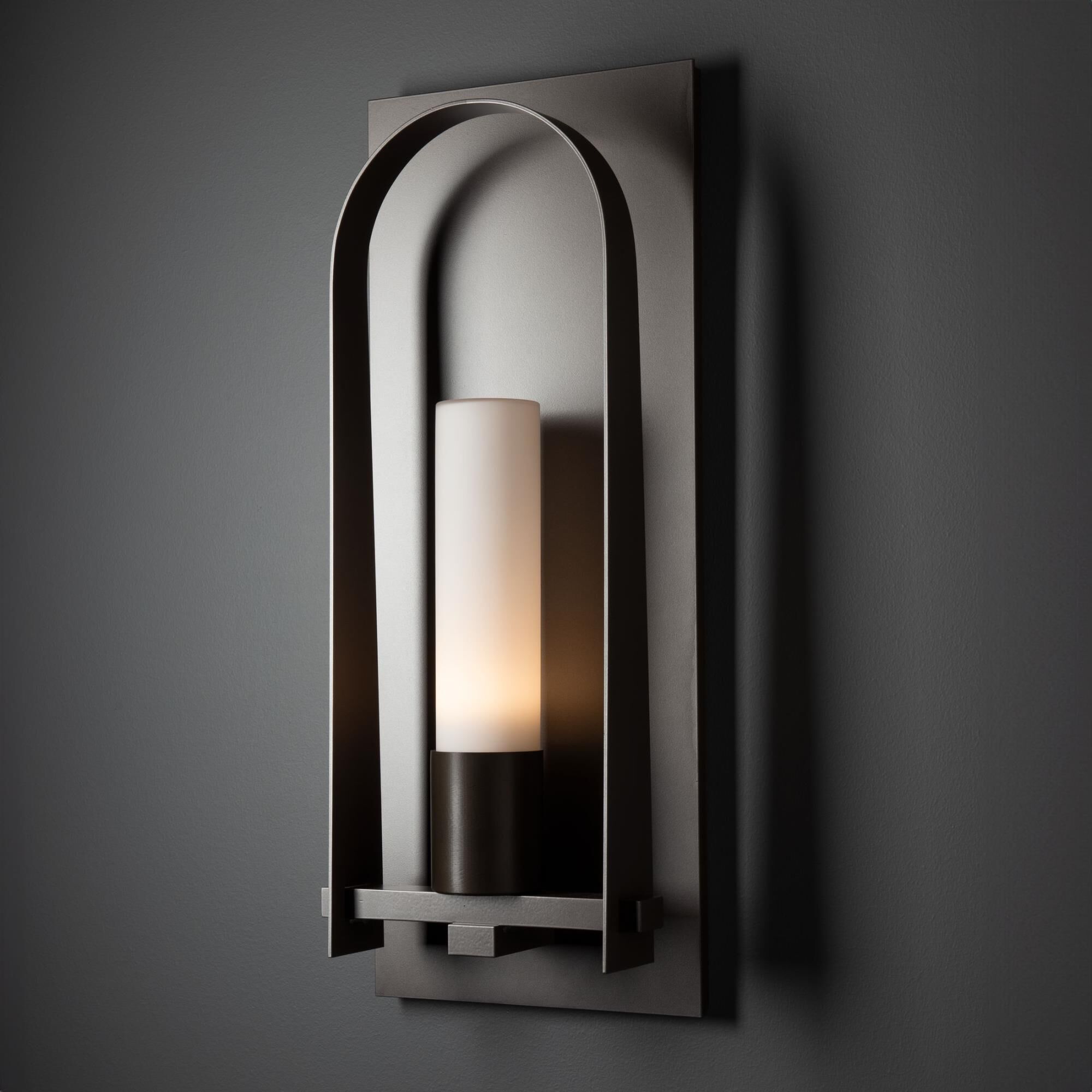 Shown in Coastal Dark Smoke finish and Opal glass