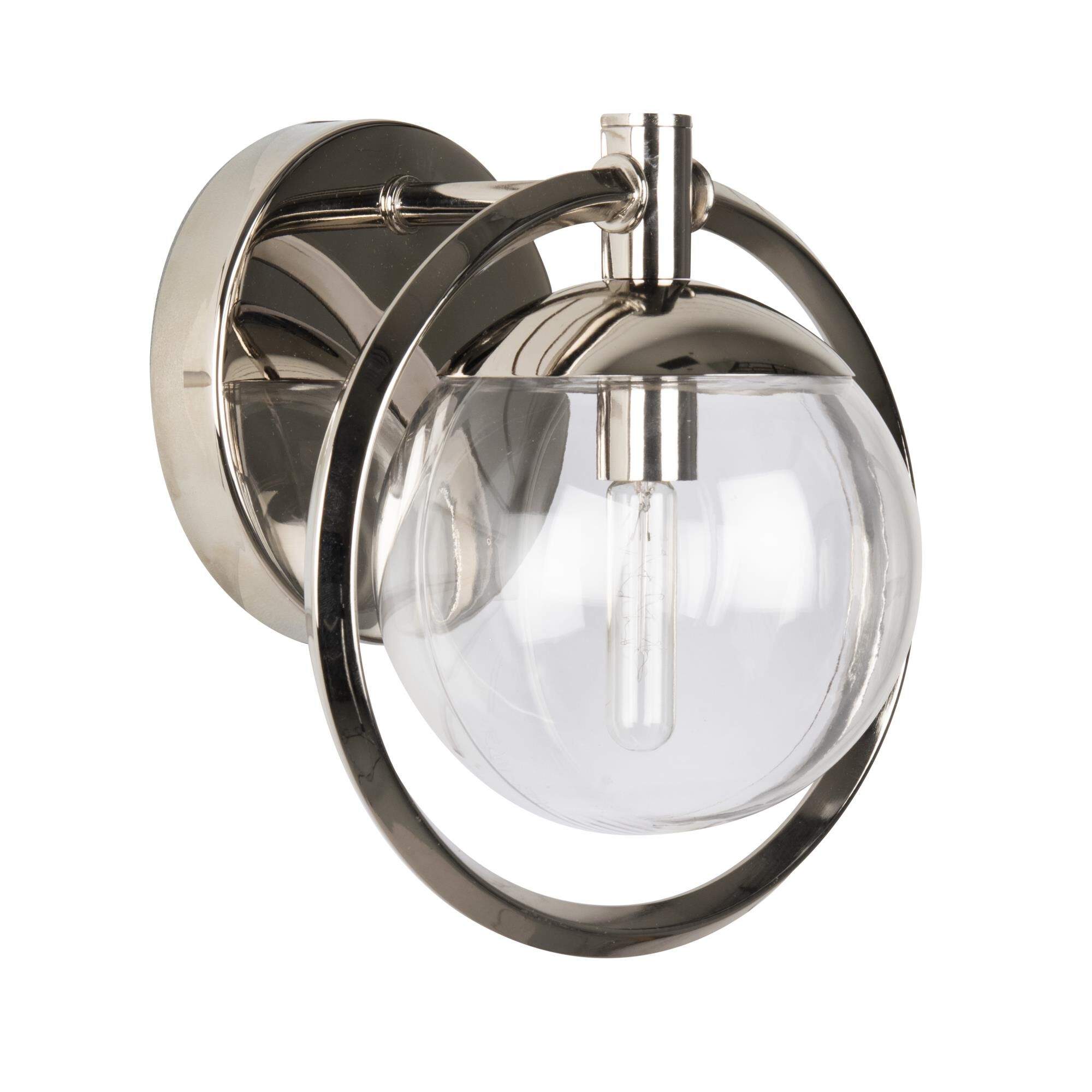 Shown in Polished Nickel finish and Clear glass and Glass shade