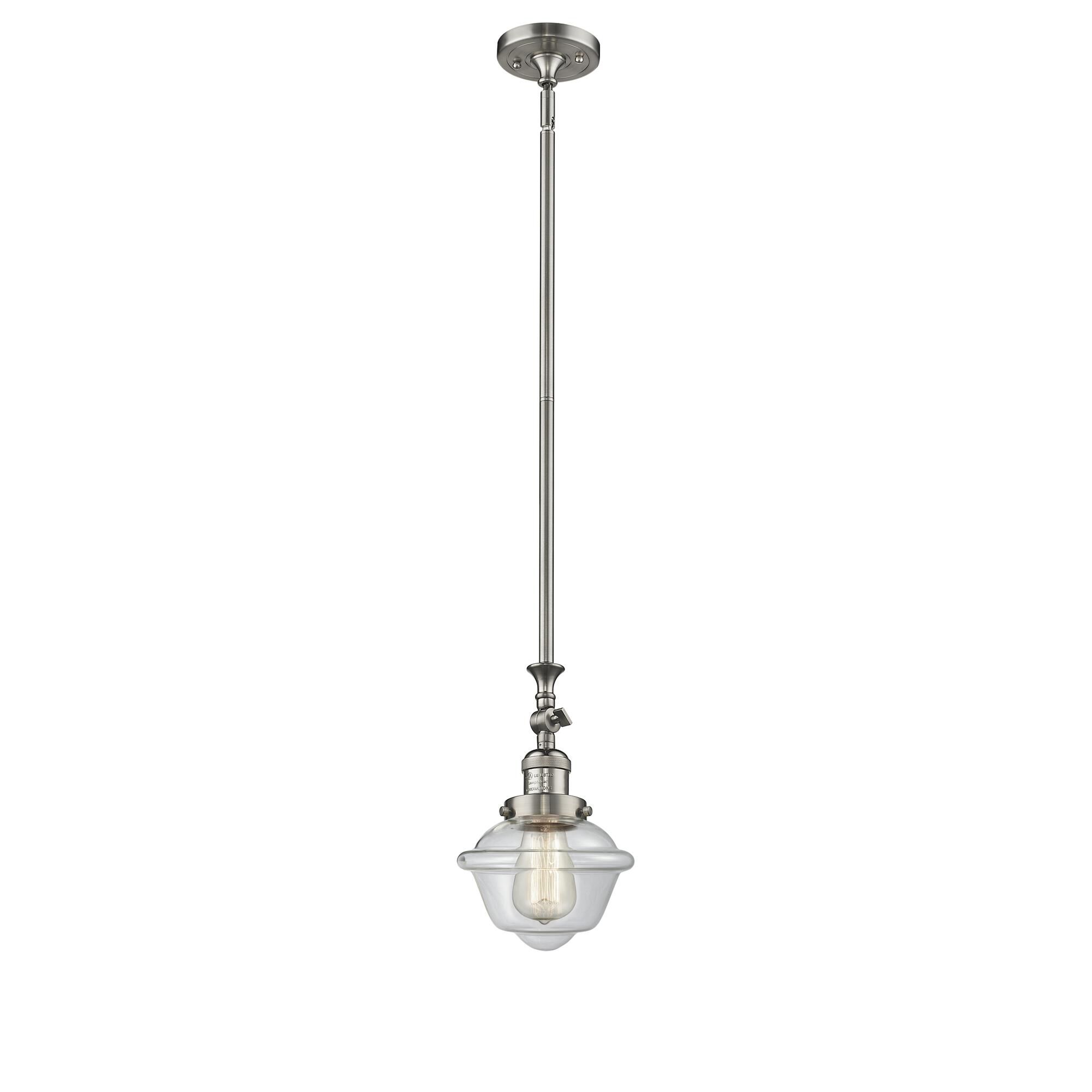 Shown in Brushed Satin Nickel finish and Clear glass