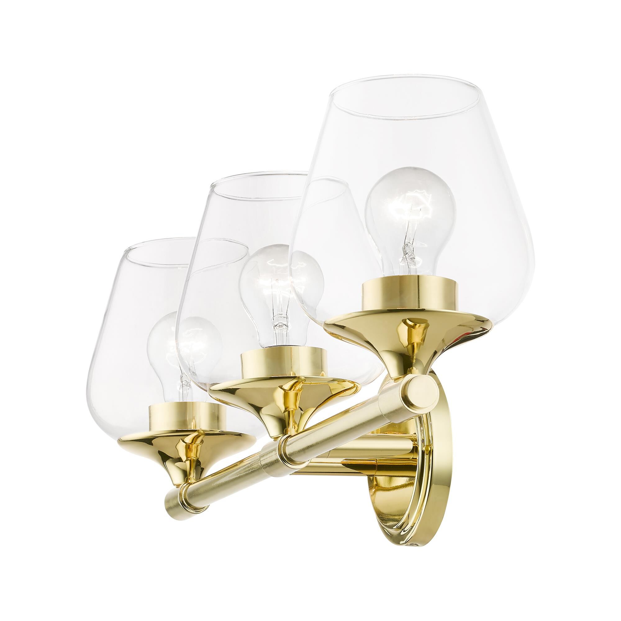 Shown in Polished Brass finish and Clear glass