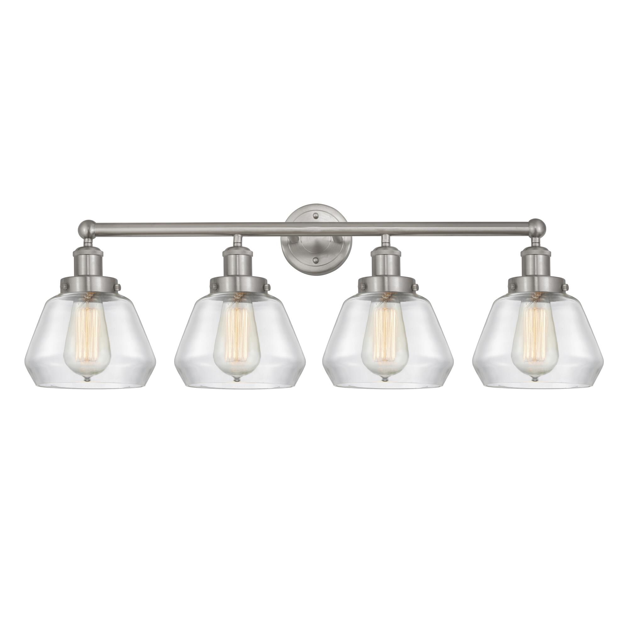 Shown in Brushed Satin Nickel, Clear finish and Clear glass and Clear Glass shade