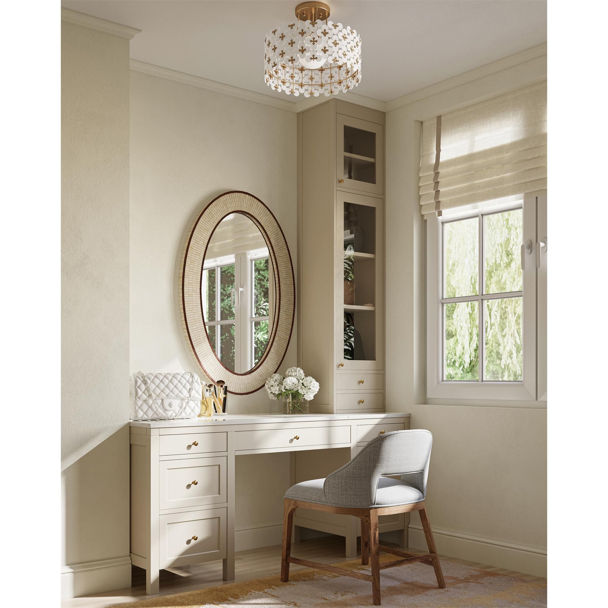 Spring Flower 16 Inch Semi Flush Mount,
